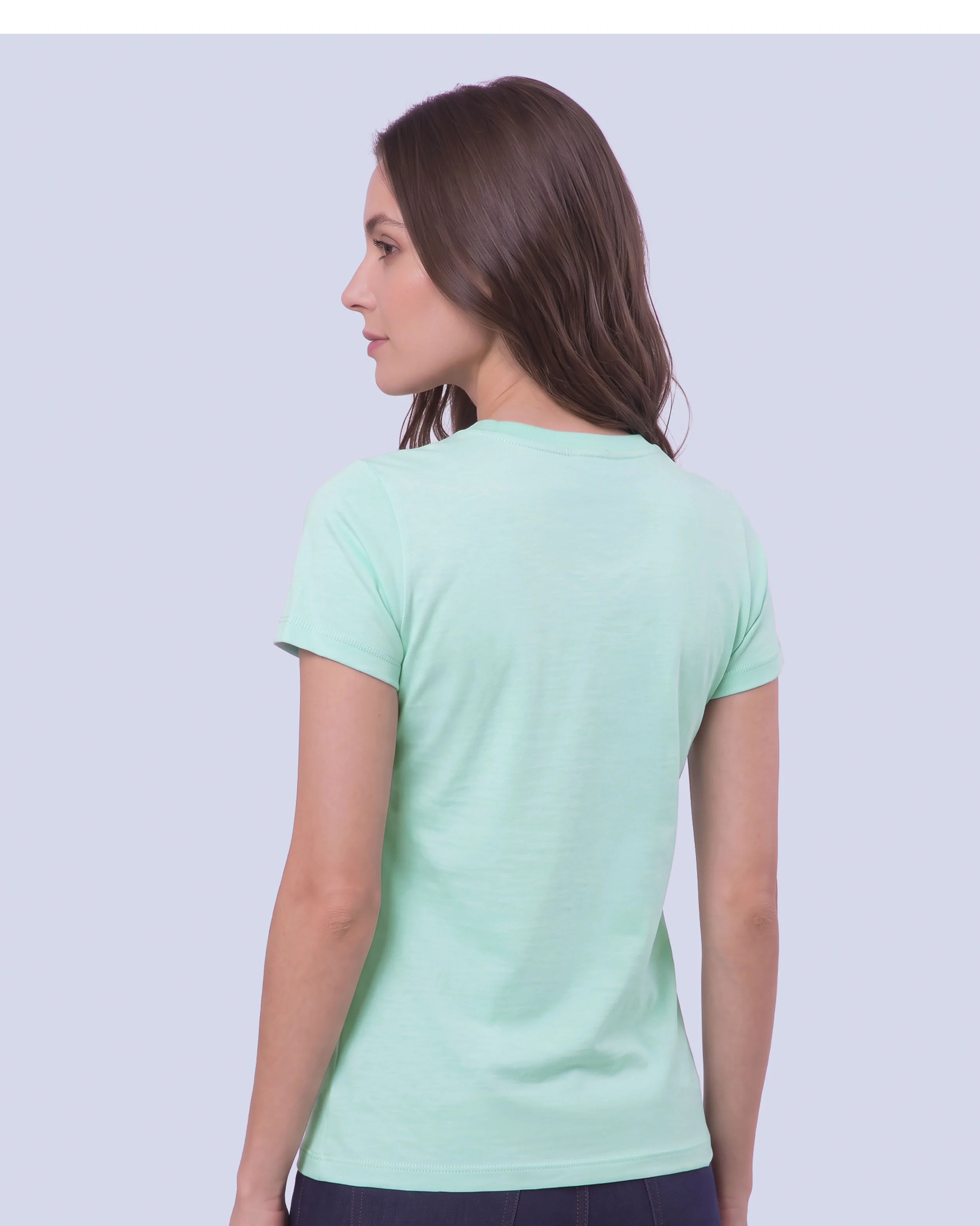Camiseta lisa cuello redondo manga corta menta