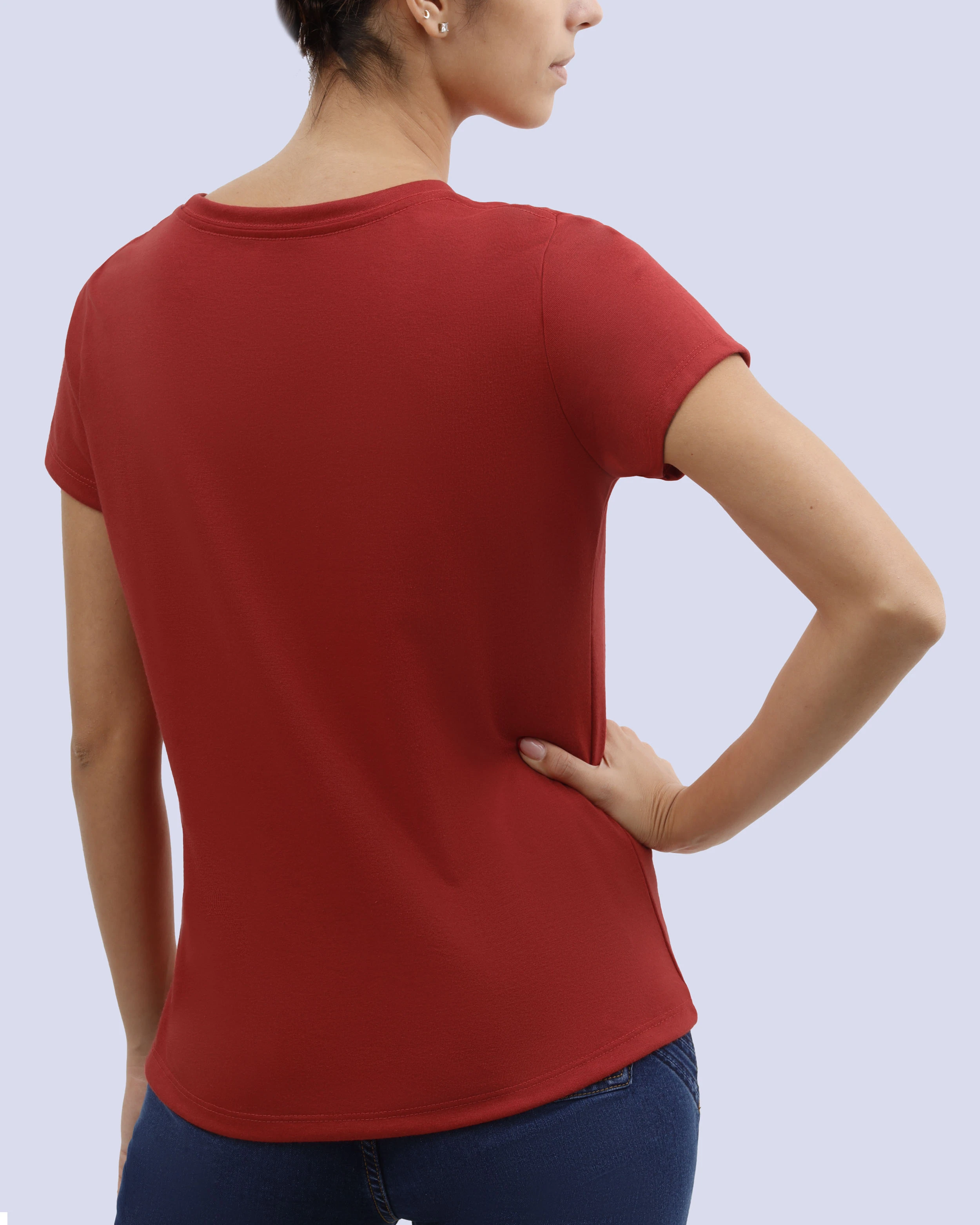 Camiseta lisa cuello redondo para dama roja