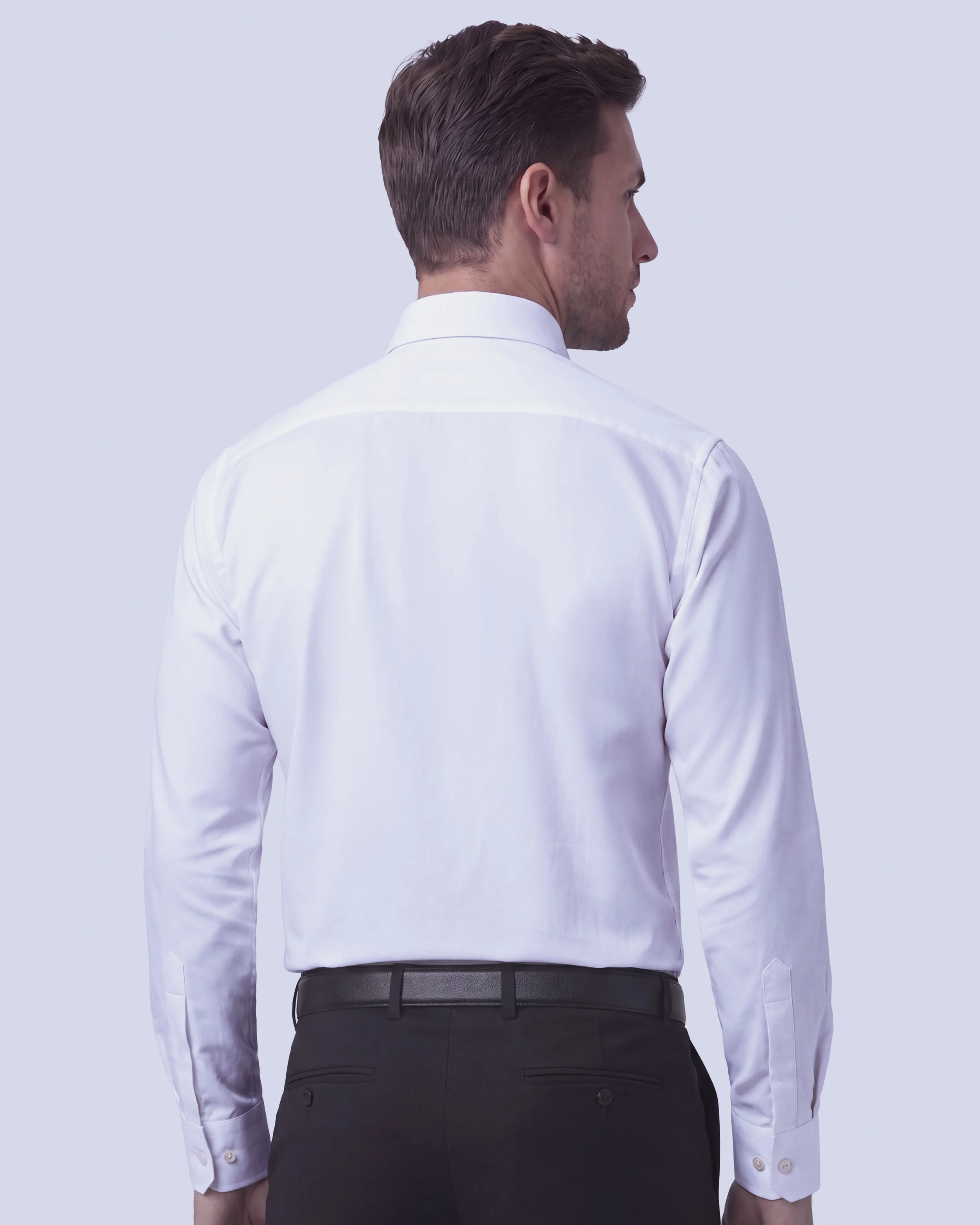 Camisa de vestir clásica manga larga blanca slim fit