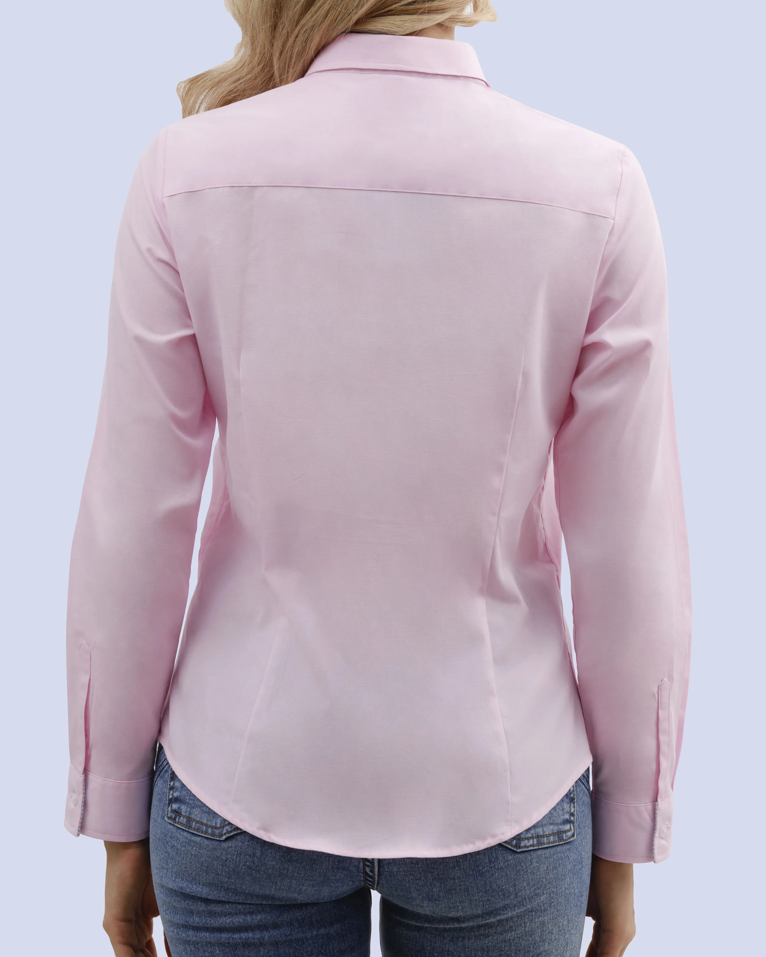 Blusa de vestir slim fit manga larga rosada