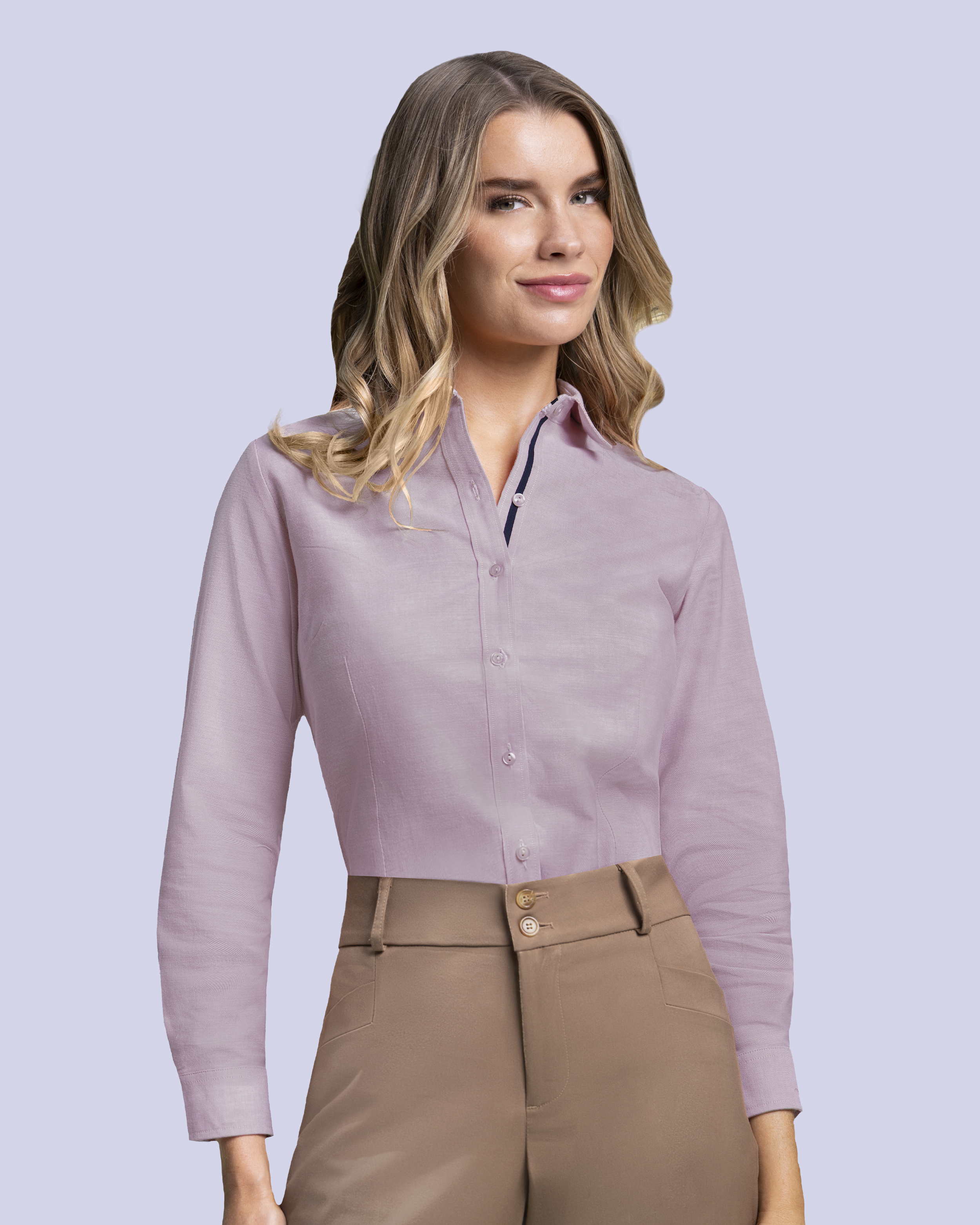 Blusa de vestir slim fit manga larga lila