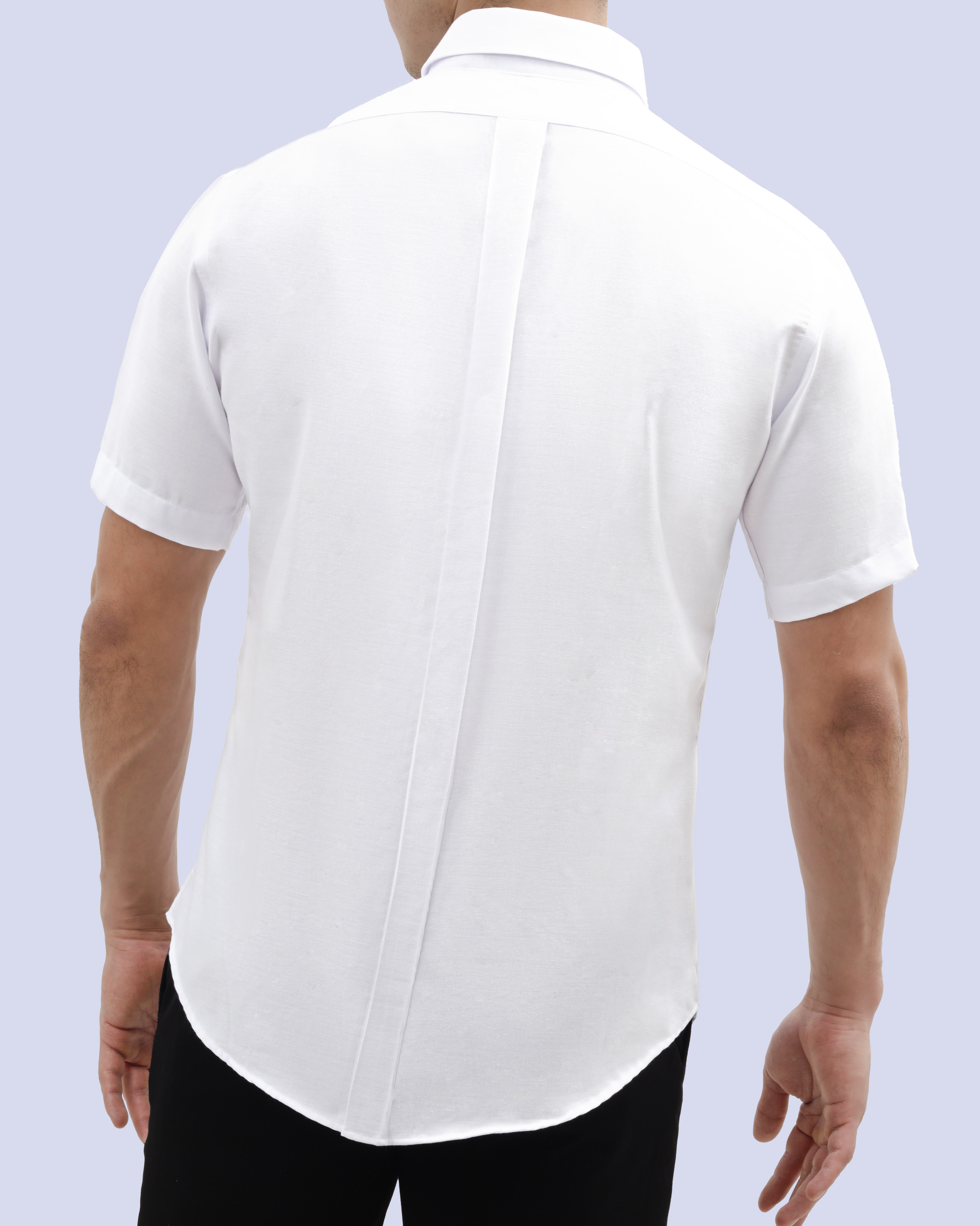Camisa casual oxford manga corta blanca slim fit