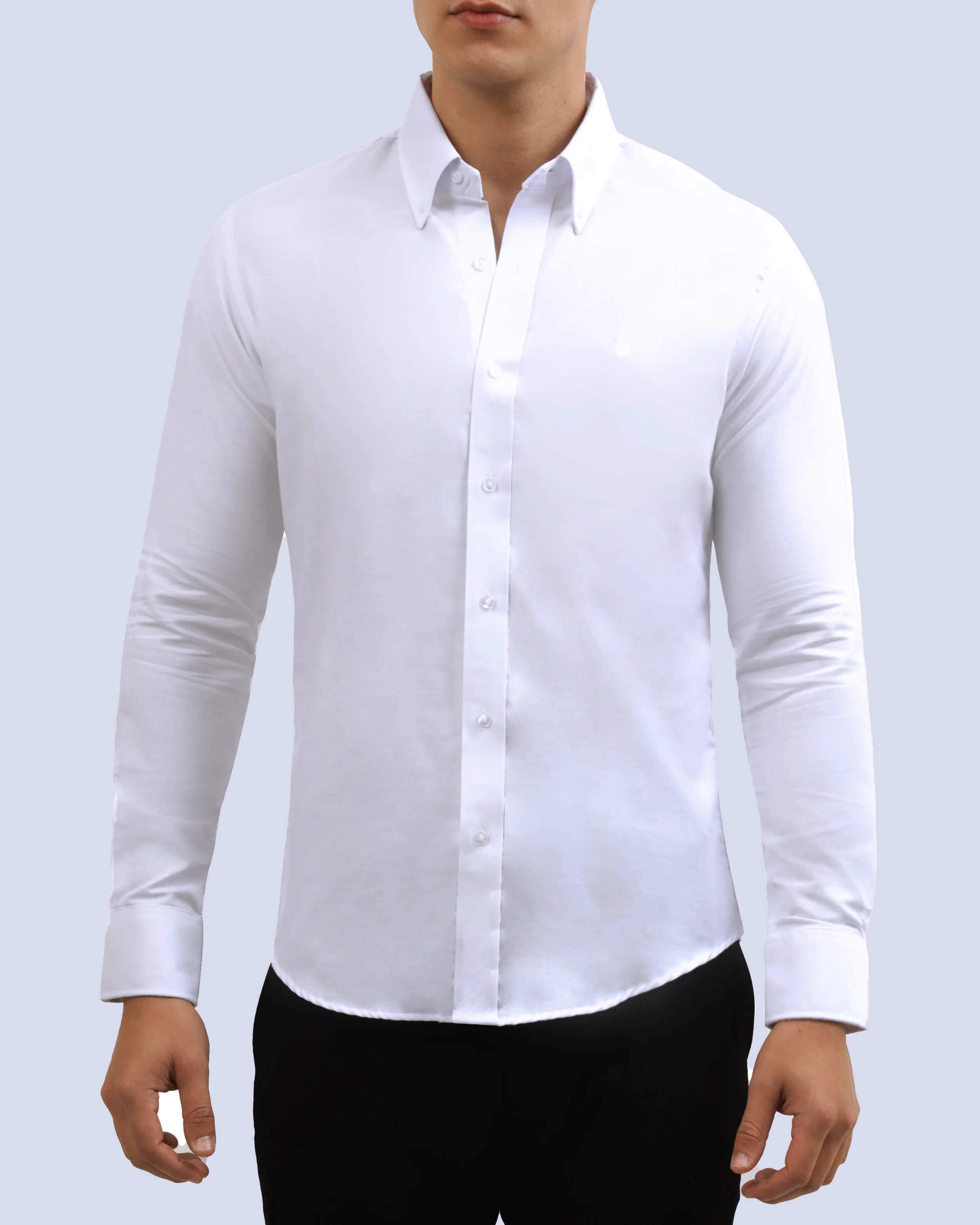 Camisa casual oxford manga larga blanca slim fit
