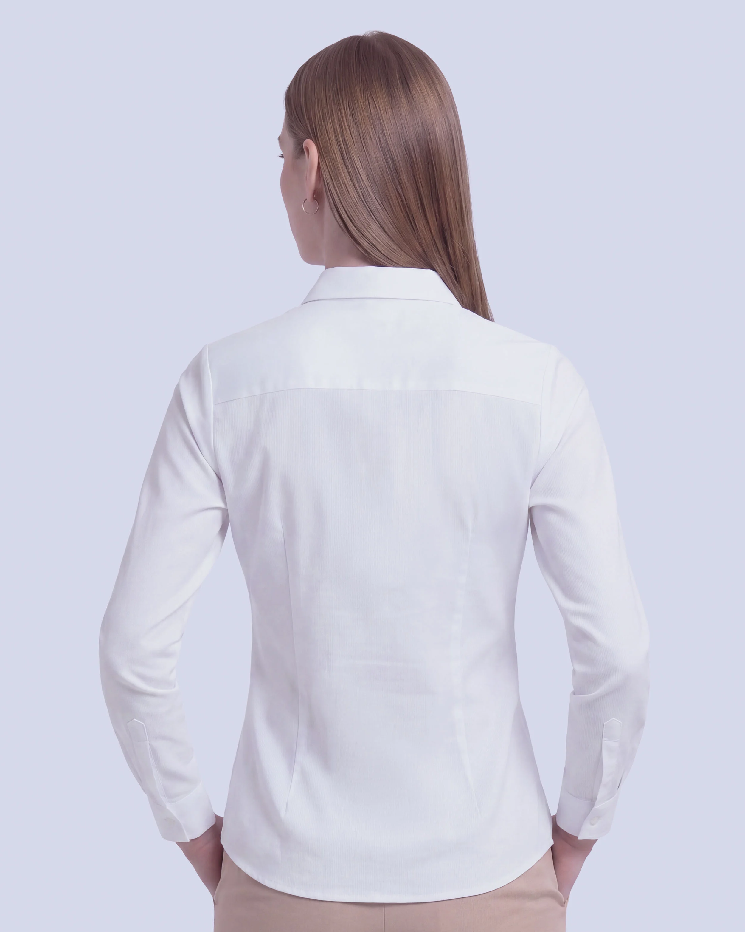 Blusa de vestir manga slim fit manga larga pique blanca