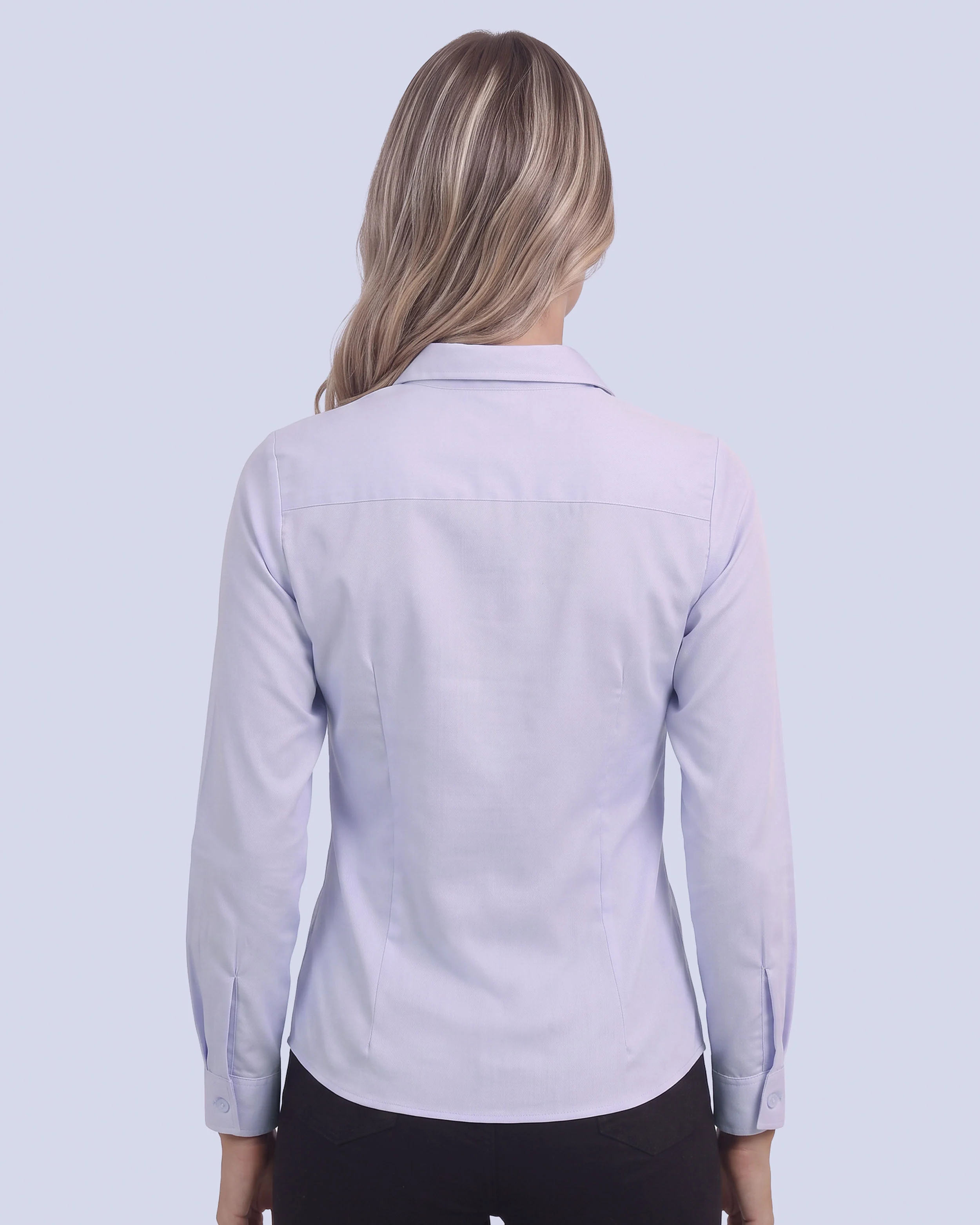 Blusa de vestir manga slim fit manga larga pique lila