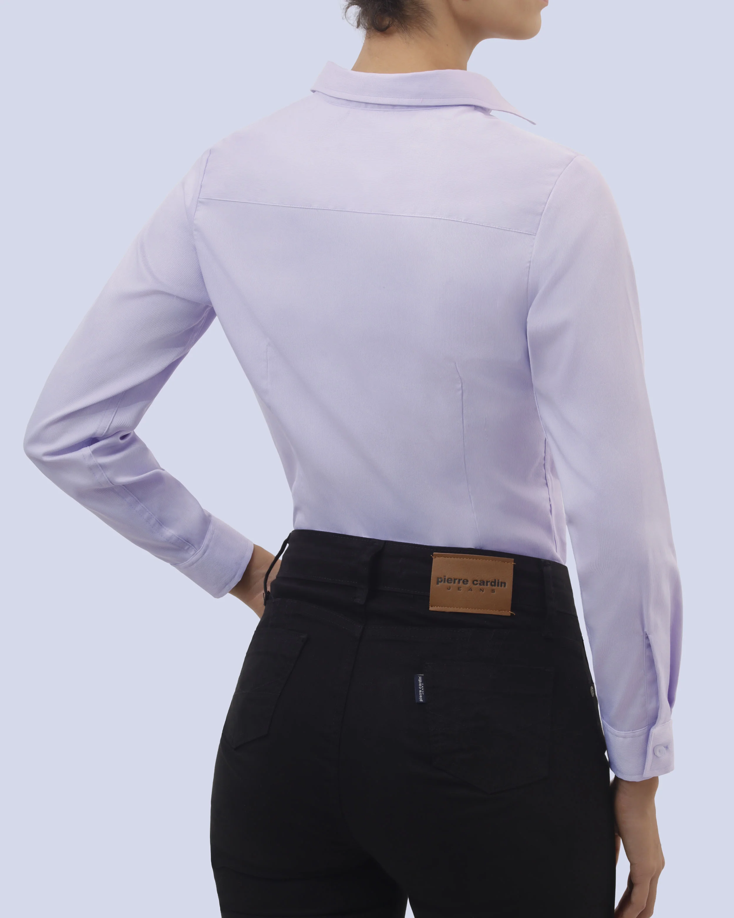 Blusa de vestir manga slim fit manga larga pique lila