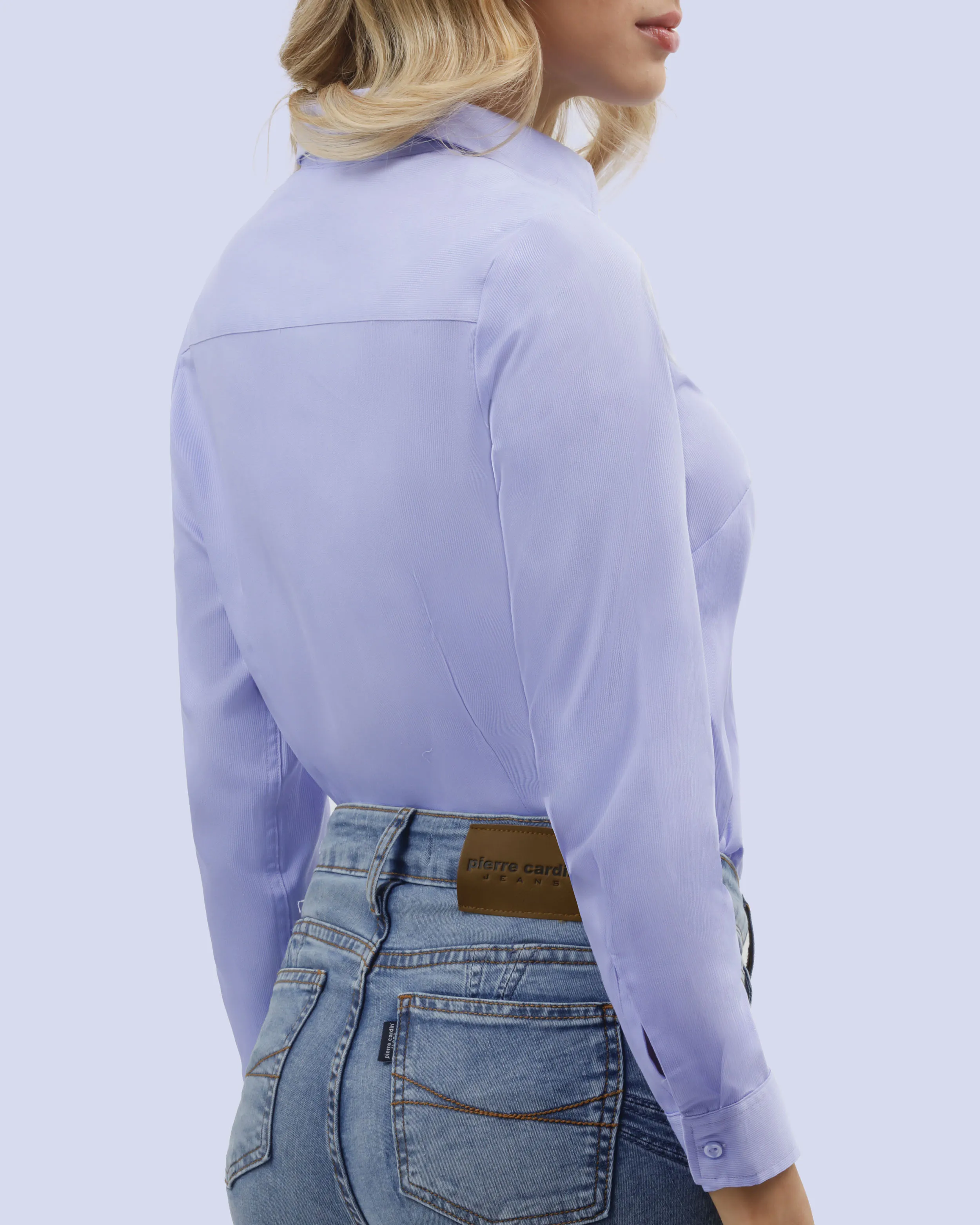 Blusa de vestir slim fit manga larga piqué lila