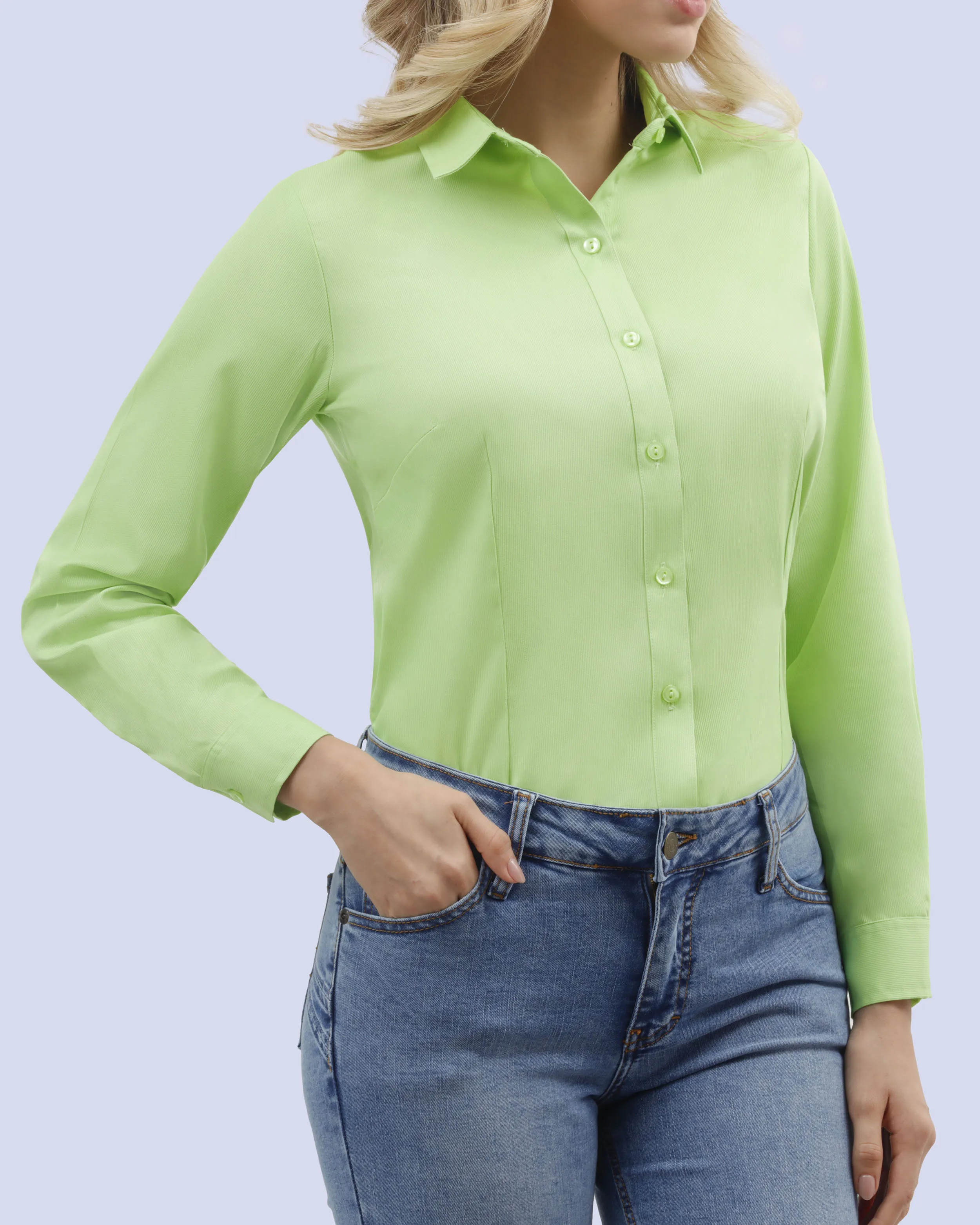 Blusa de vestir slim fit manga larga piqué verde