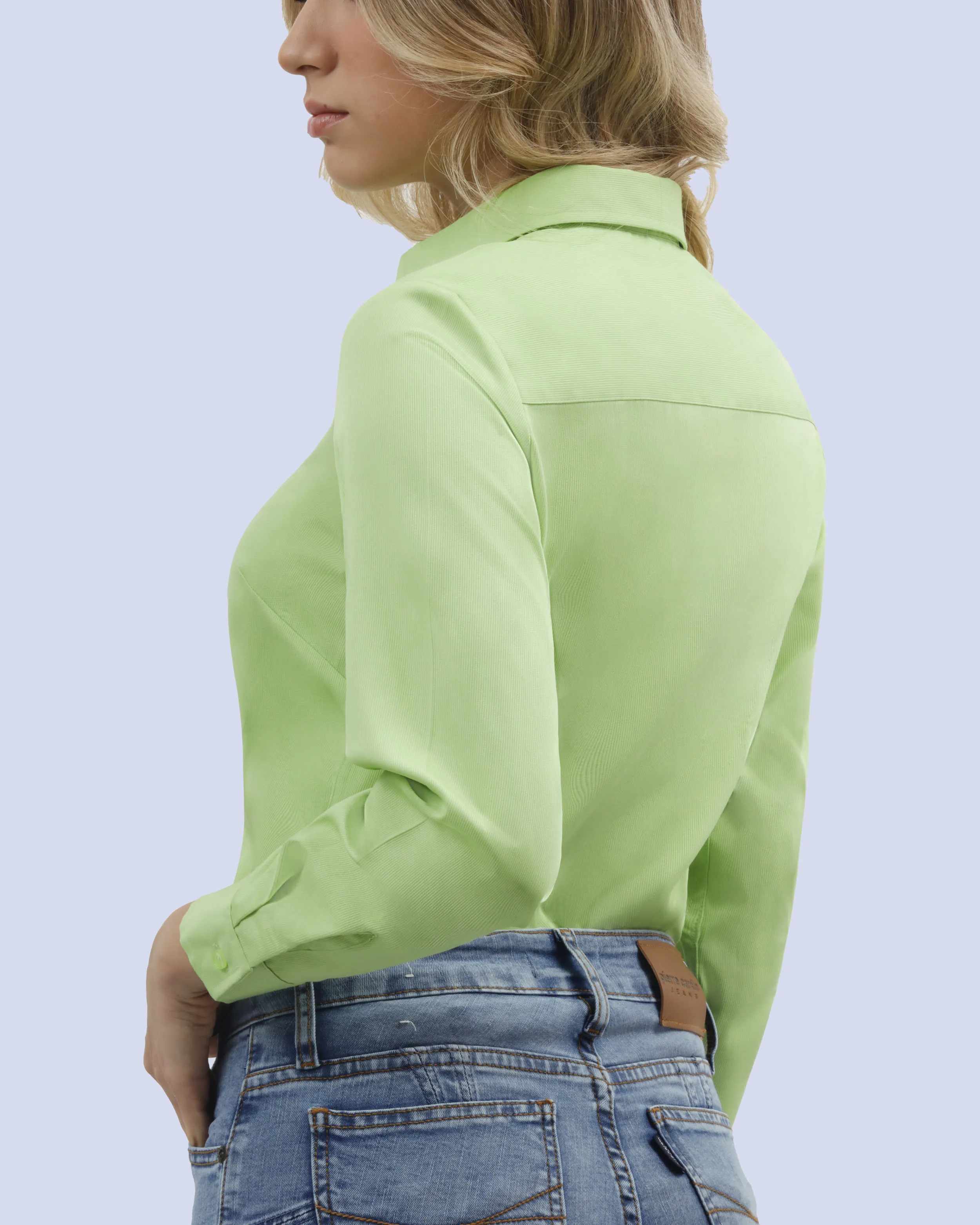 Blusa de vestir slim fit manga larga piqué verde