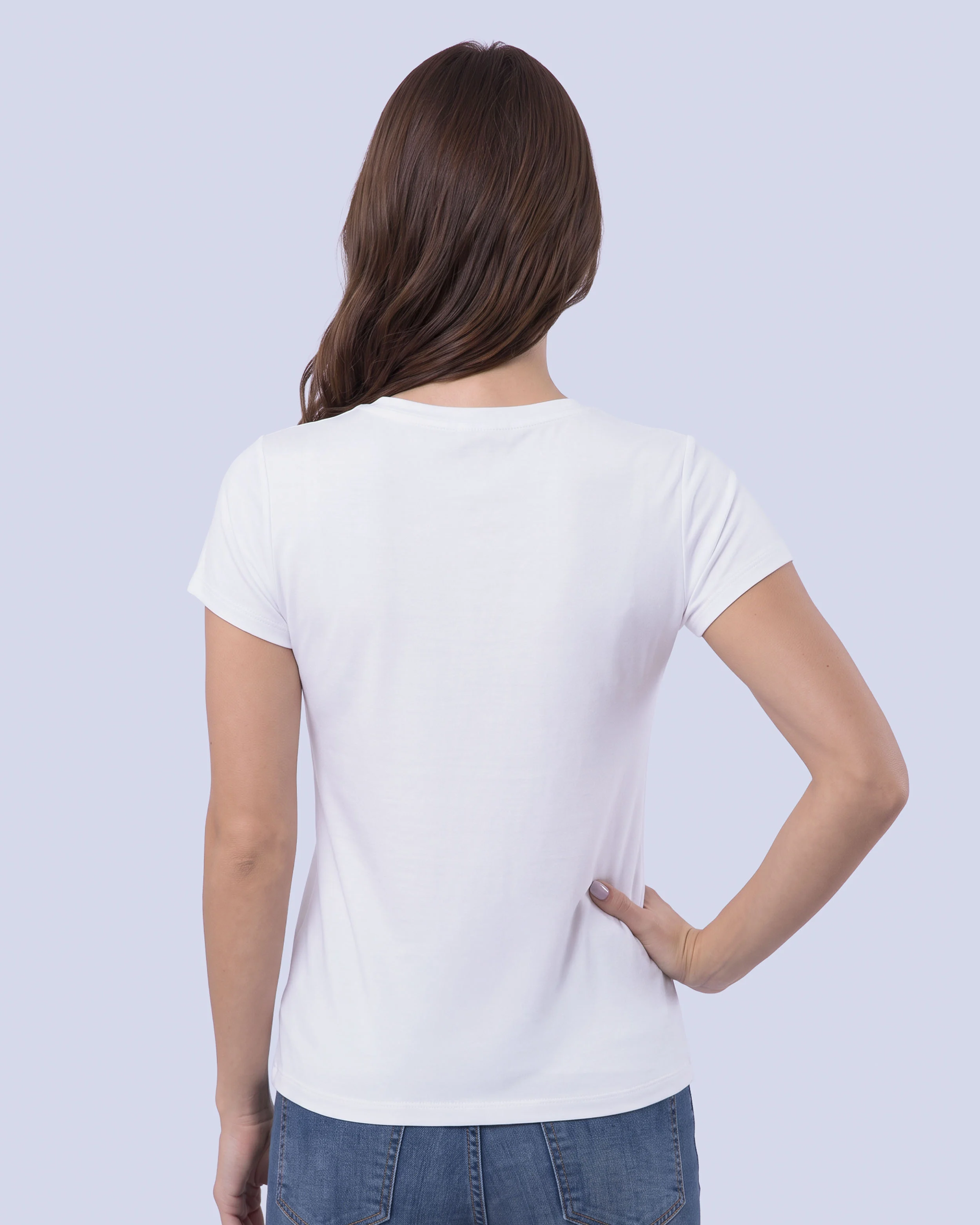 Camiseta lisa cuello v manga corta blanco puro
