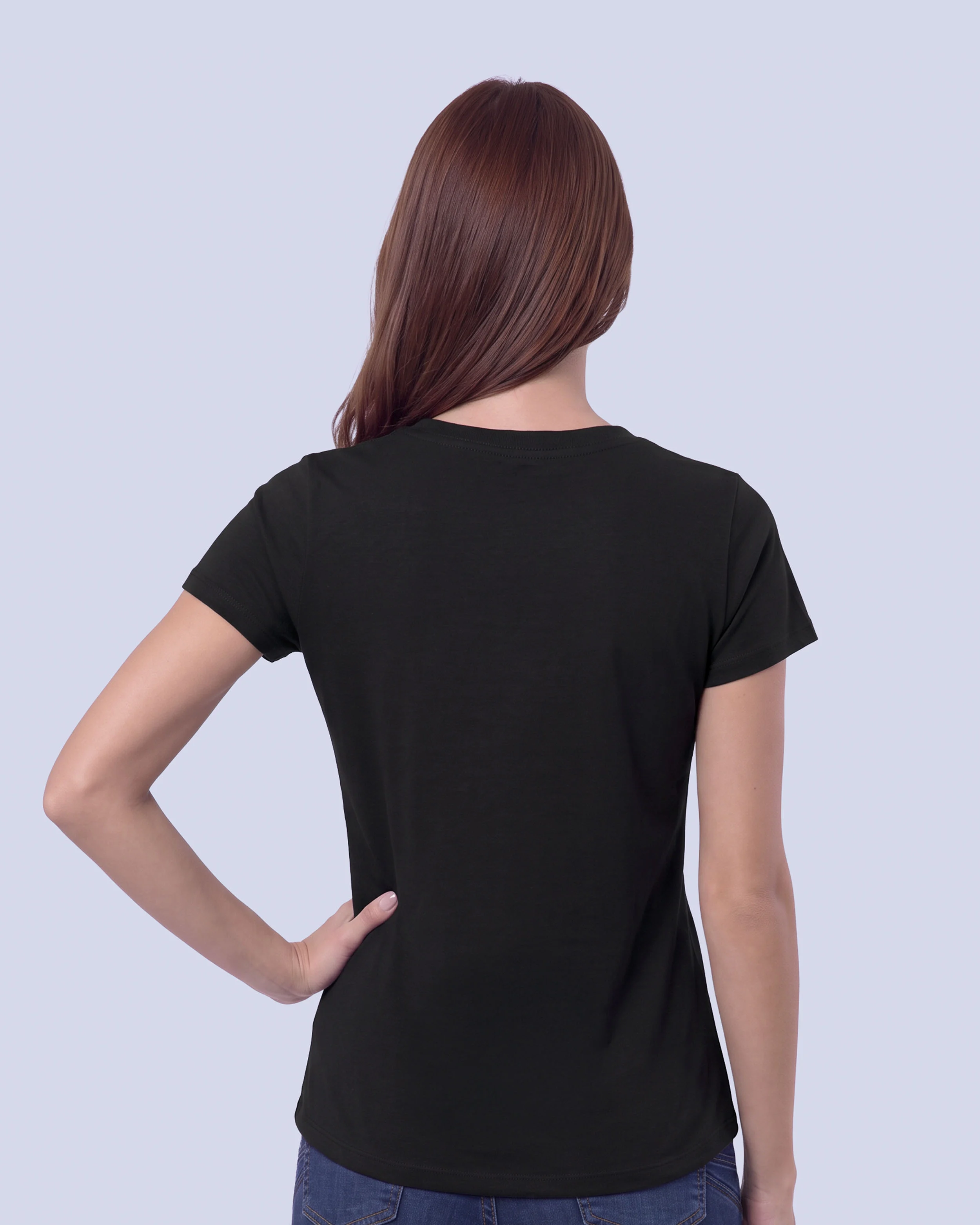 Camiseta lisa cuello v manga corta negra