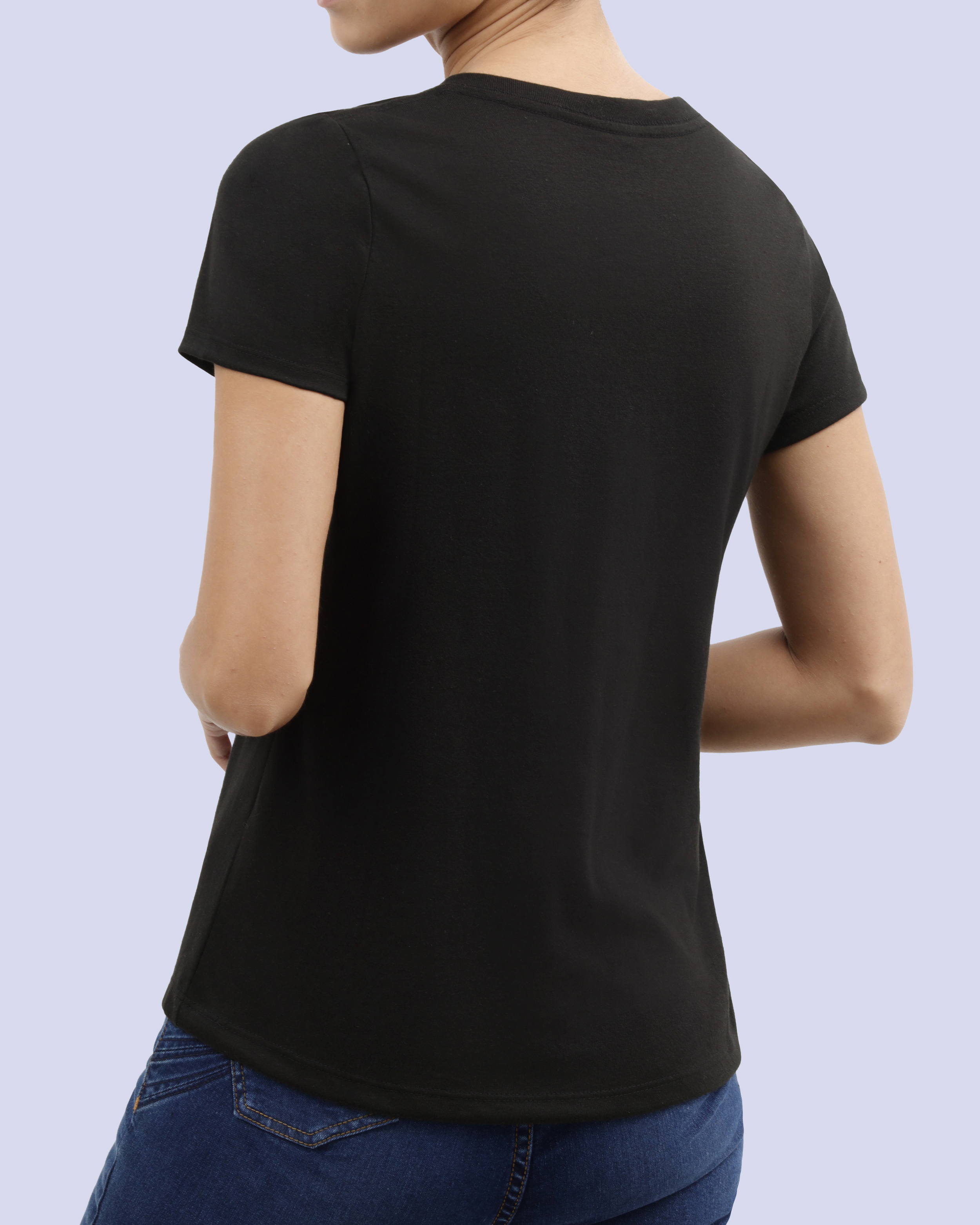 Camiseta lisa cuello v manga corta negra