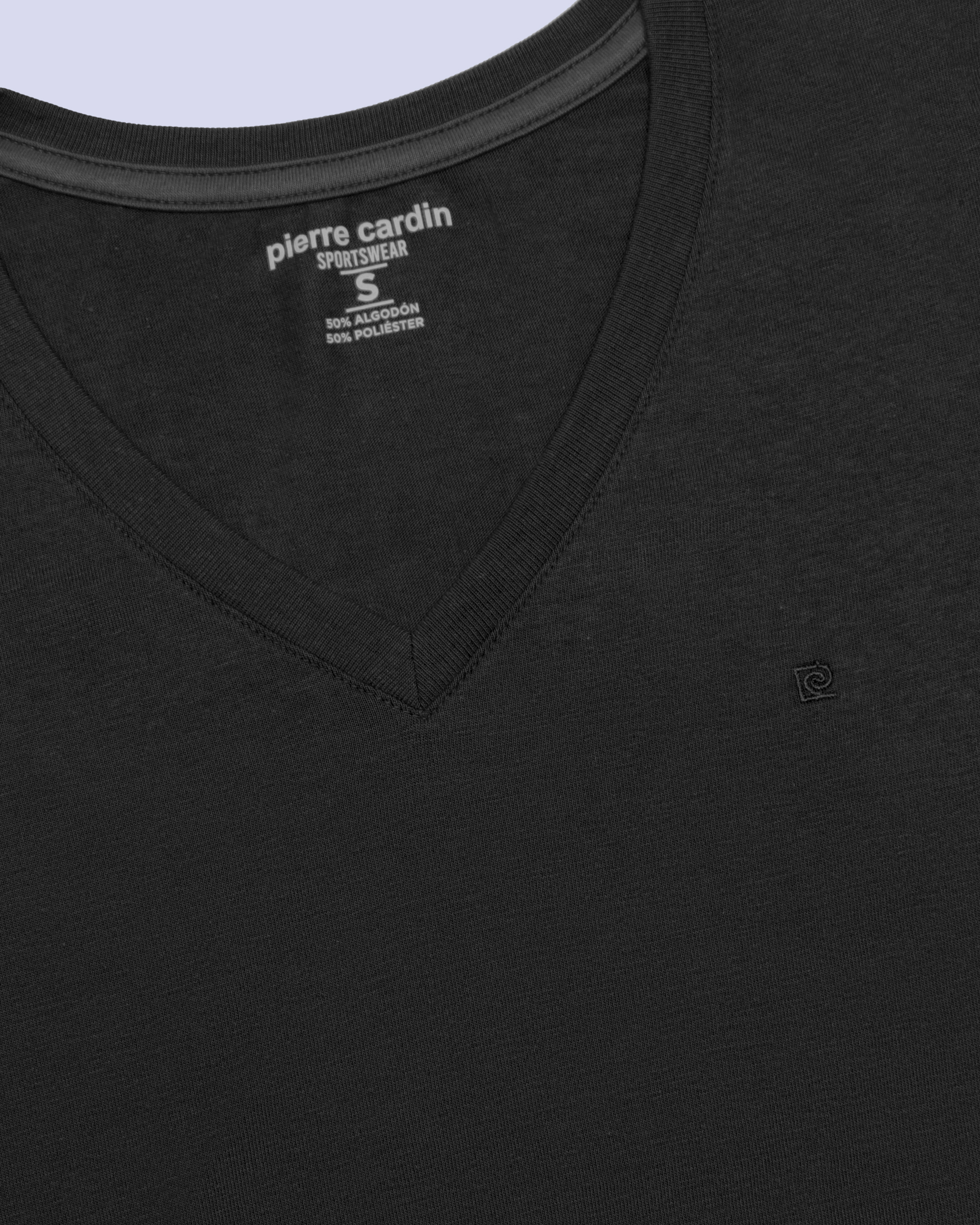 Camiseta lisa cuello v manga corta negra