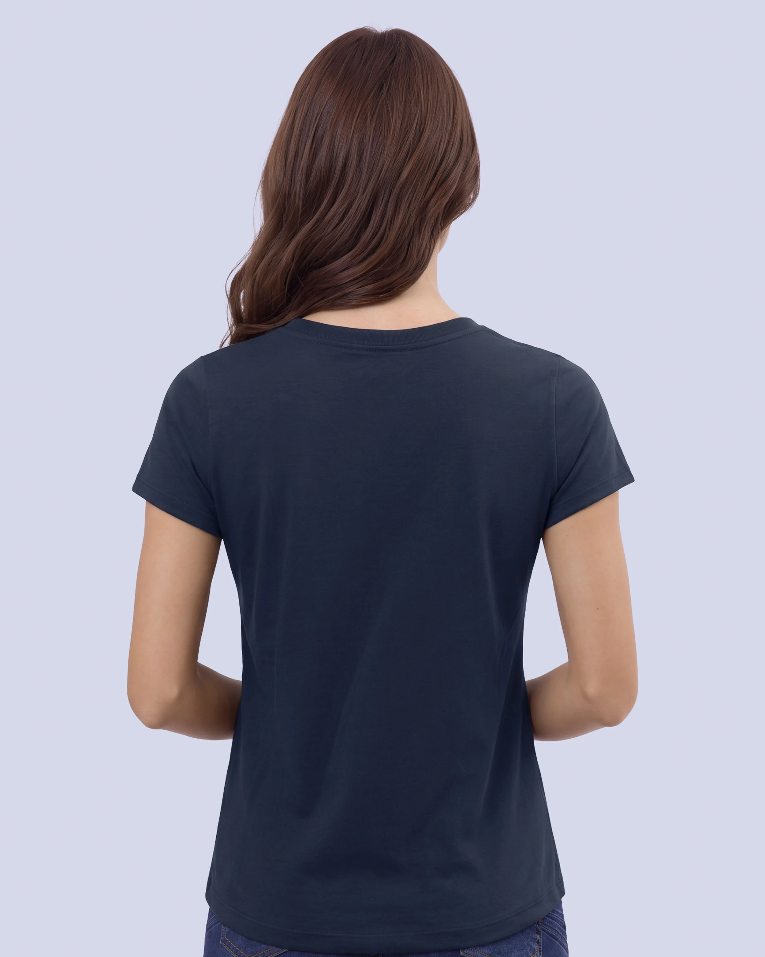 Camiseta lisa cuello v manga corta azul marino