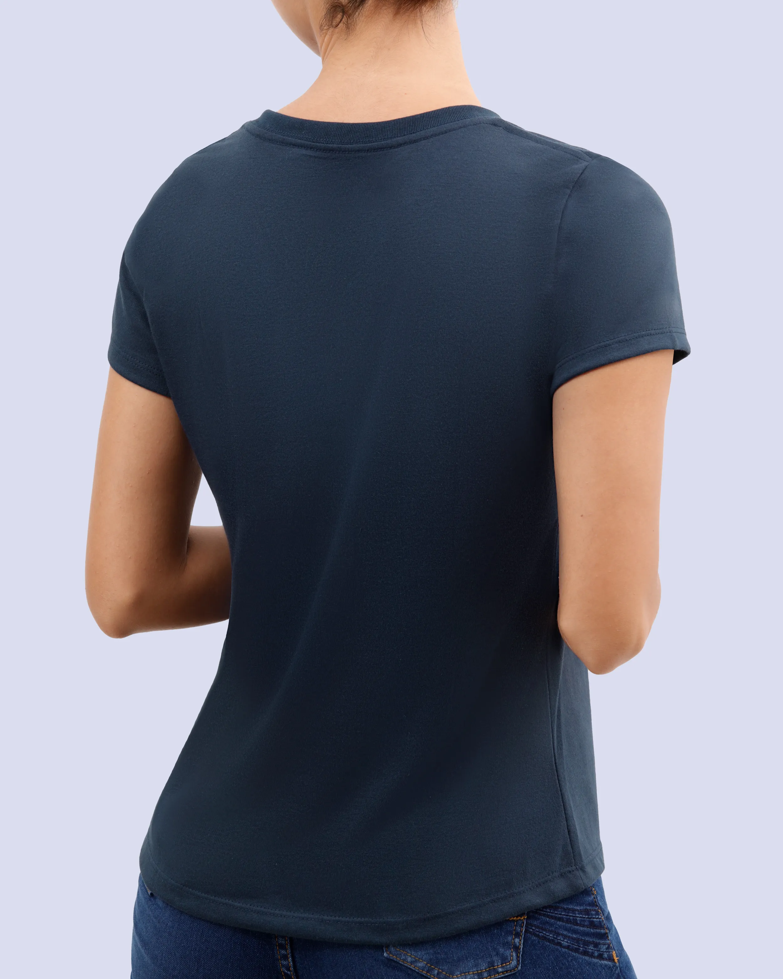 Camiseta lisa cuello v manga corta azul marino