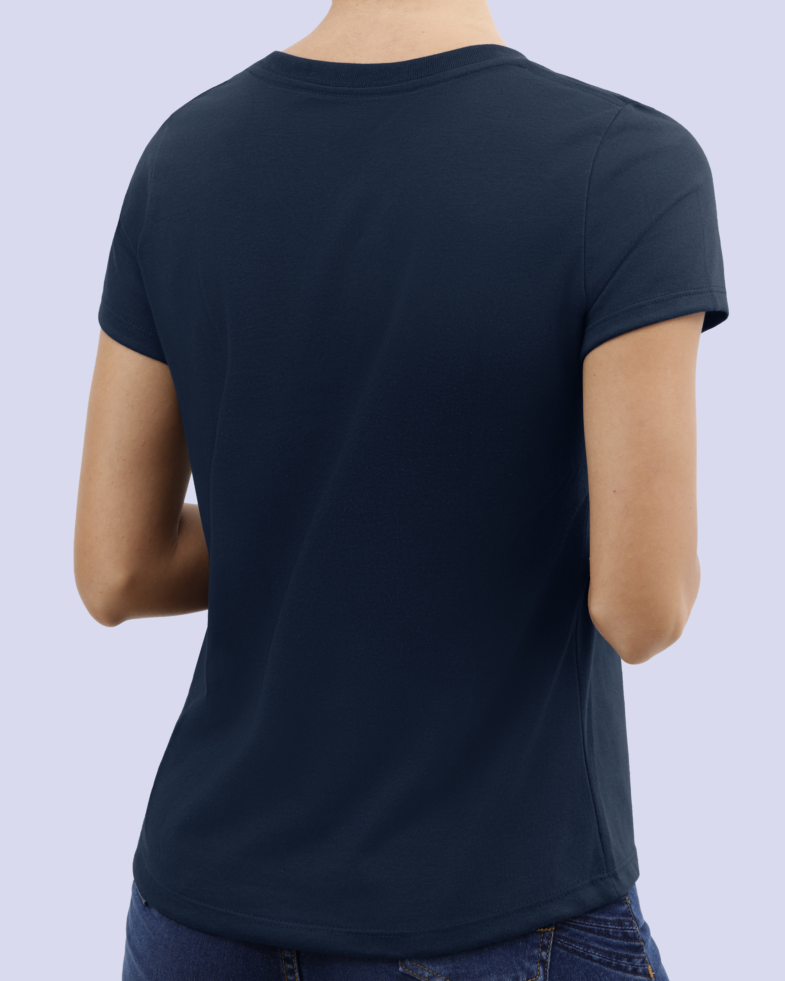 Camiseta lisa cuello v manga corta azul marino