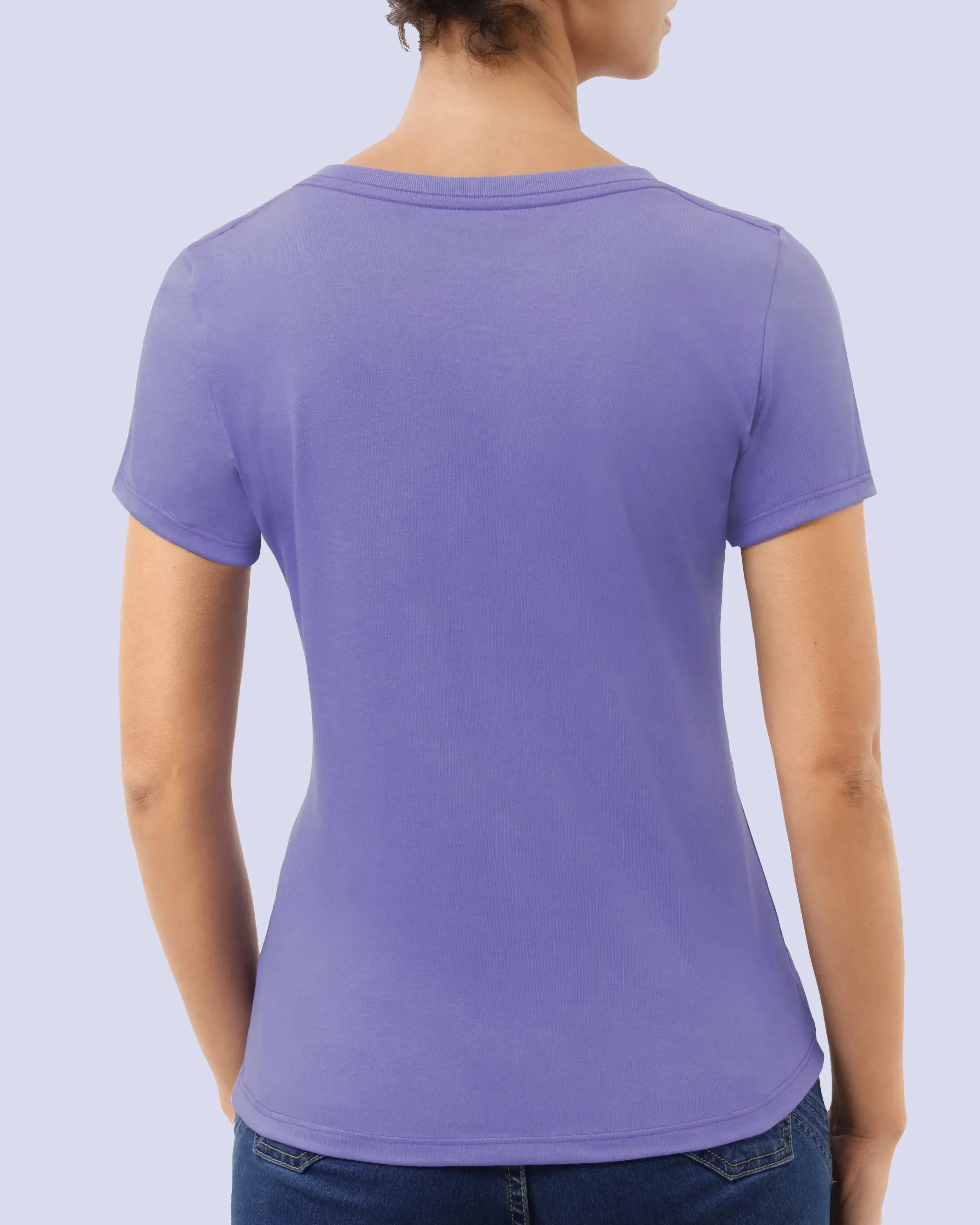 Camiseta lisa cuello v manga corta morado