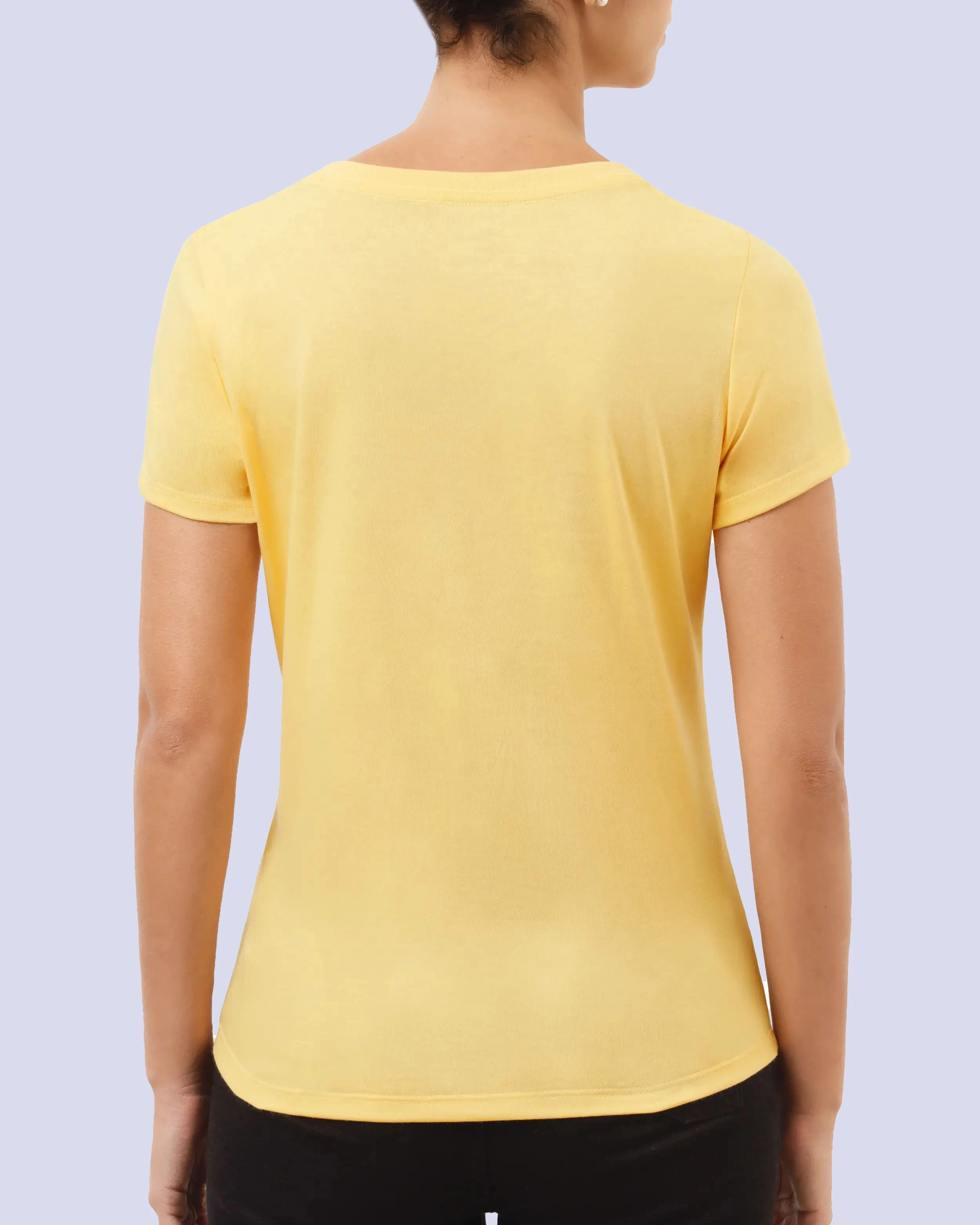 Camiseta lisa cuello v manga corta amarilla