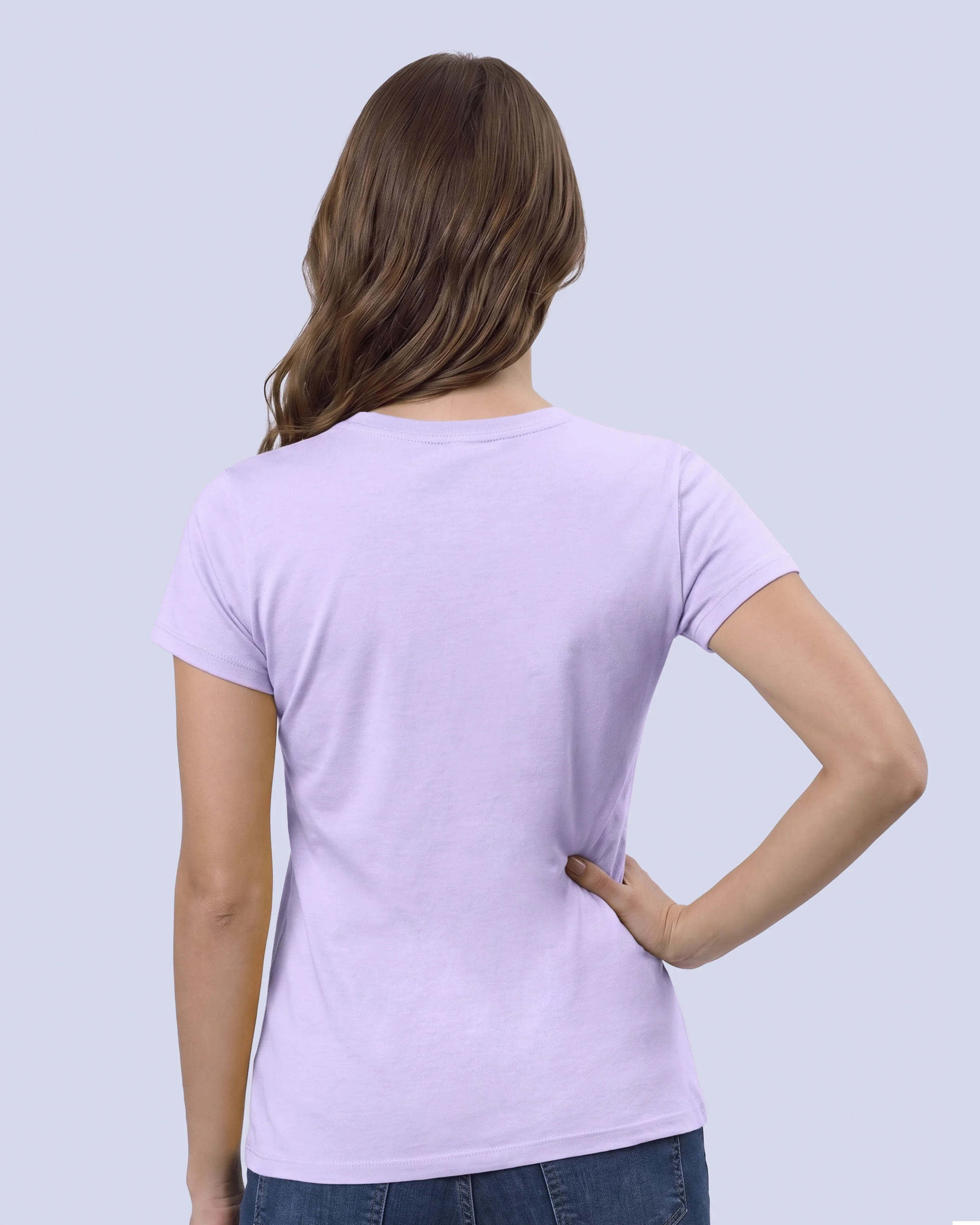 Camiseta lisa cuello v manga corta lila