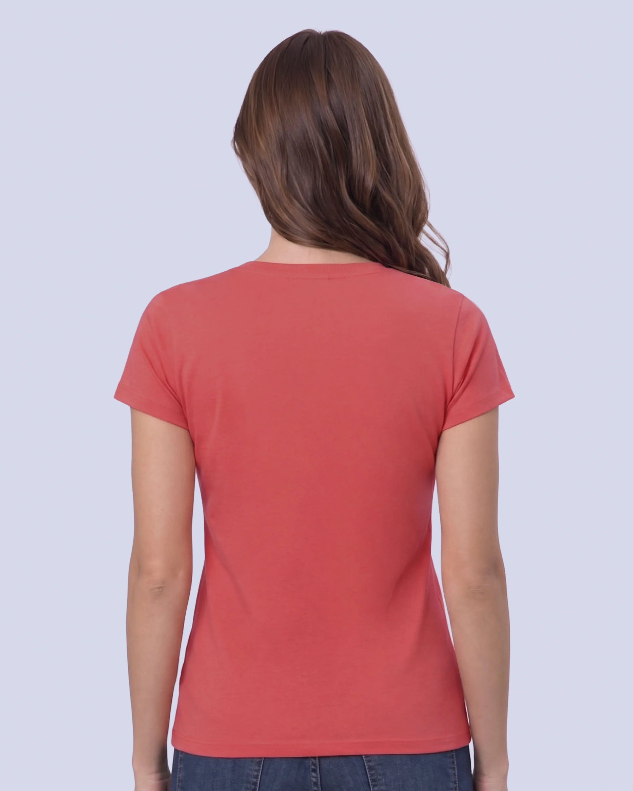 Camiseta lisa cuello v manga corta rosada