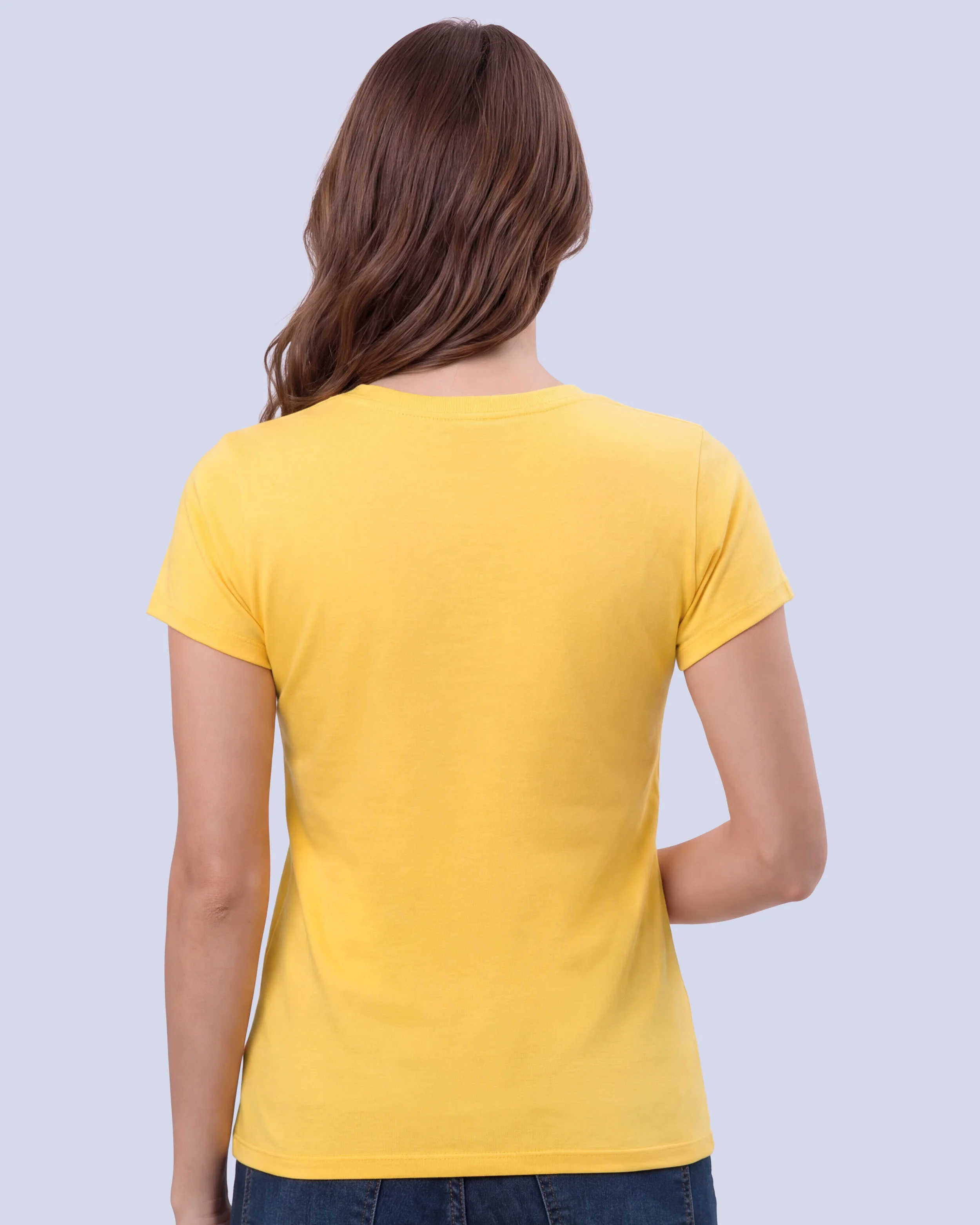 Camiseta lisa cuello v manga corta amarilla