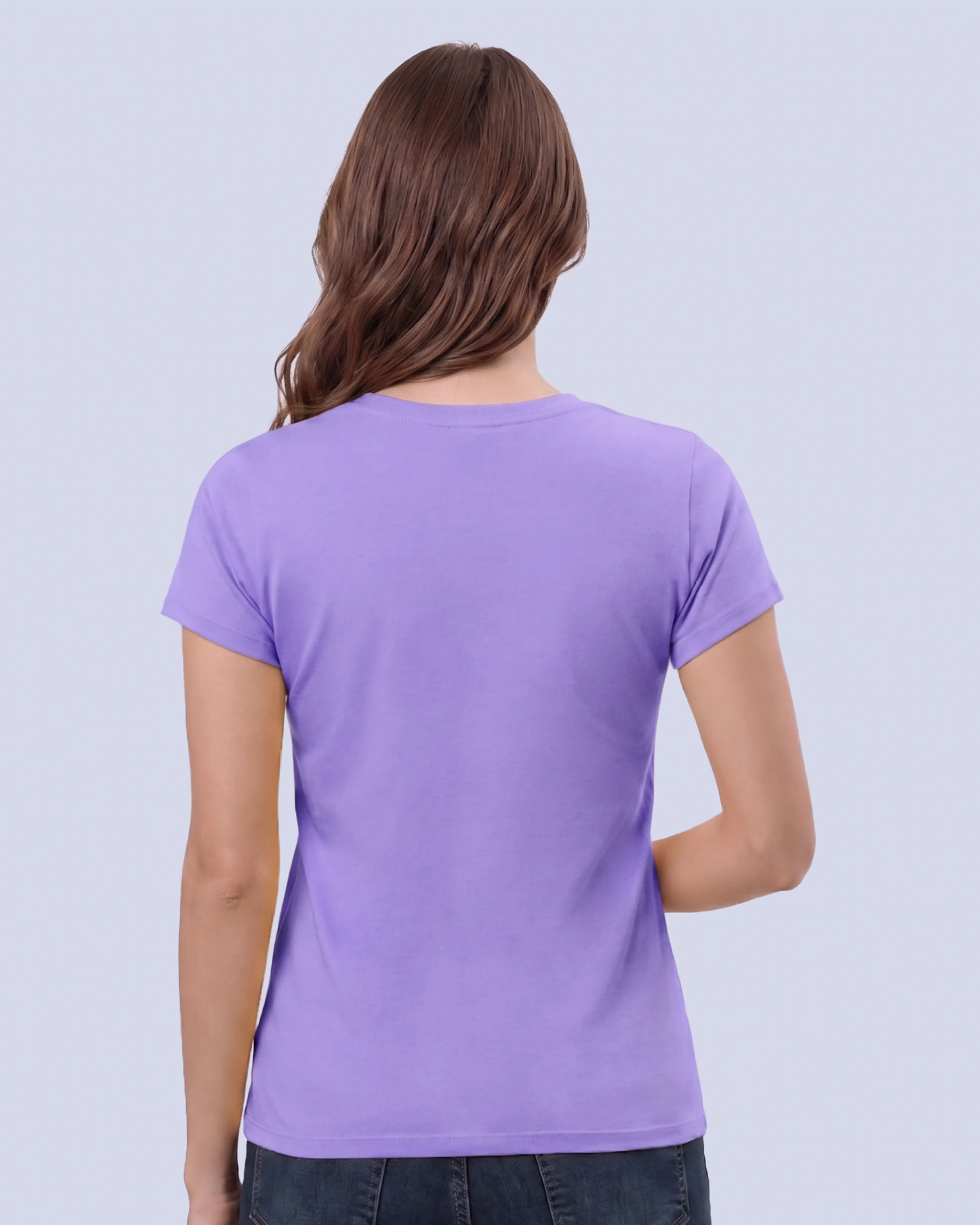 Camiseta lisa cuello v manga corta lila
