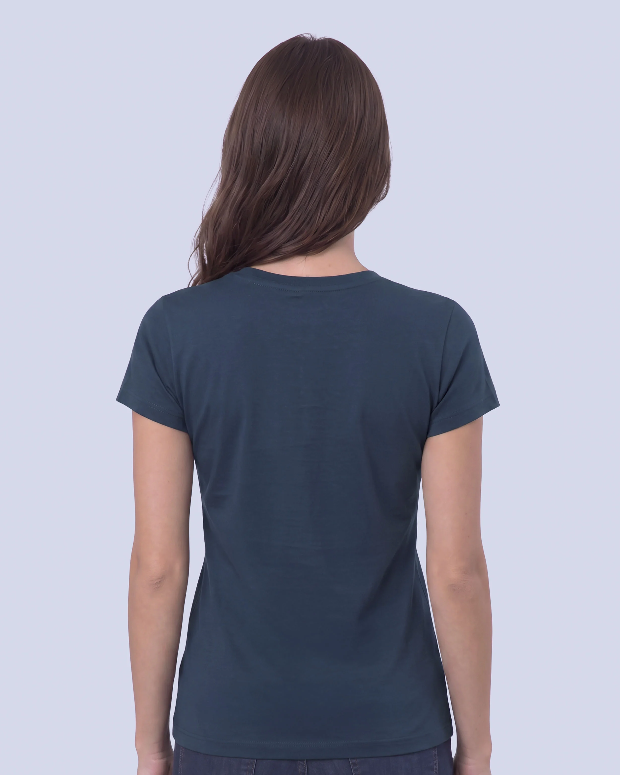 Camiseta lisa cuello v manga corta azul navy