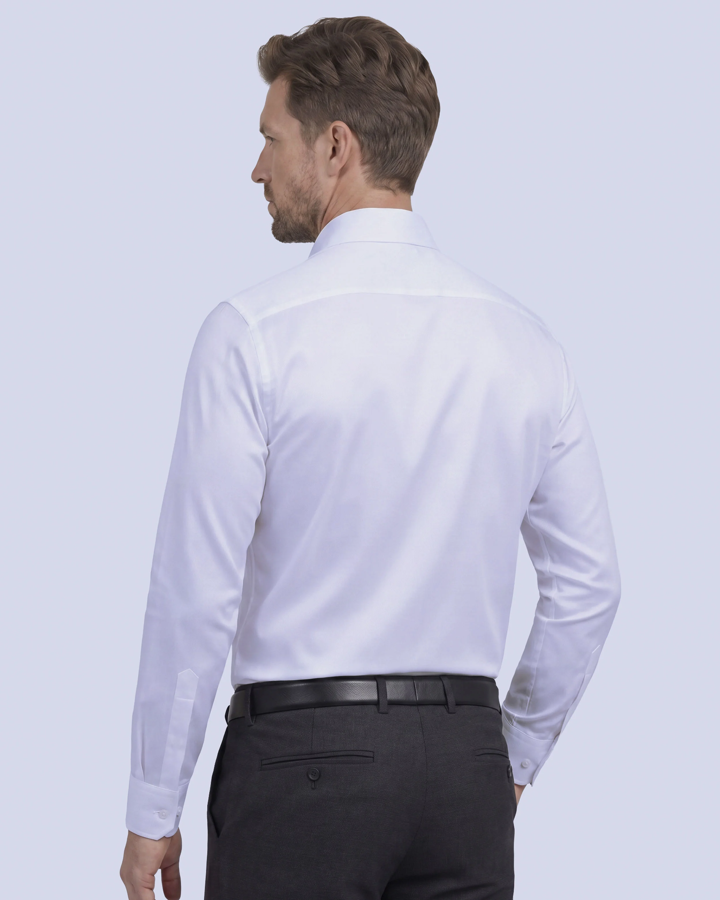 Camisa de vestir slim fit blanca premium bambú stretch