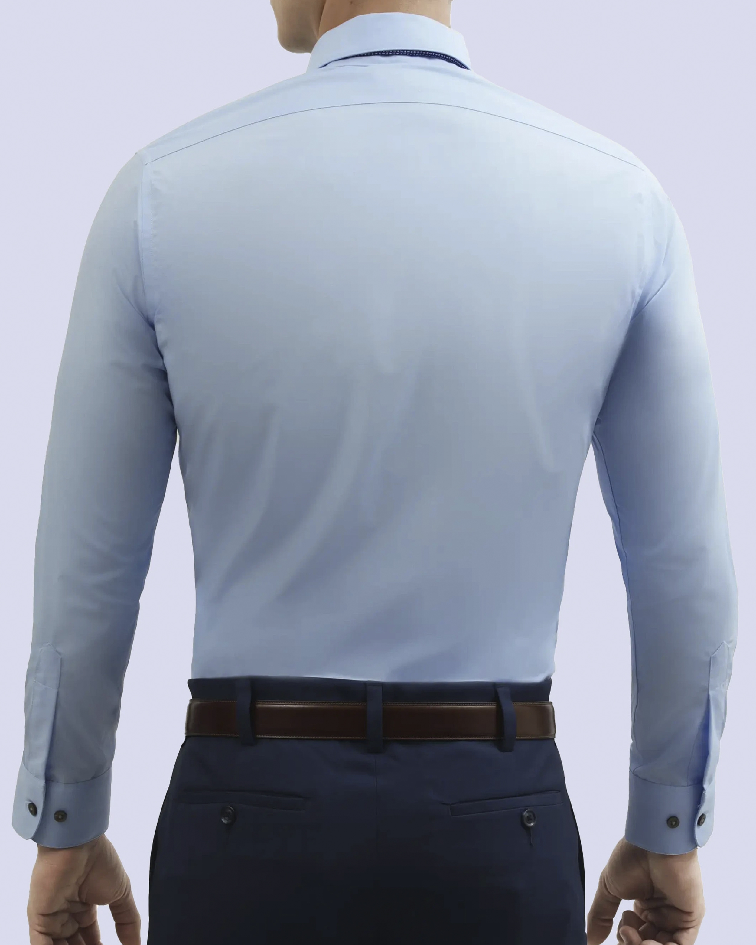 Camisa de vestir clásica manga larga celeste slim fit