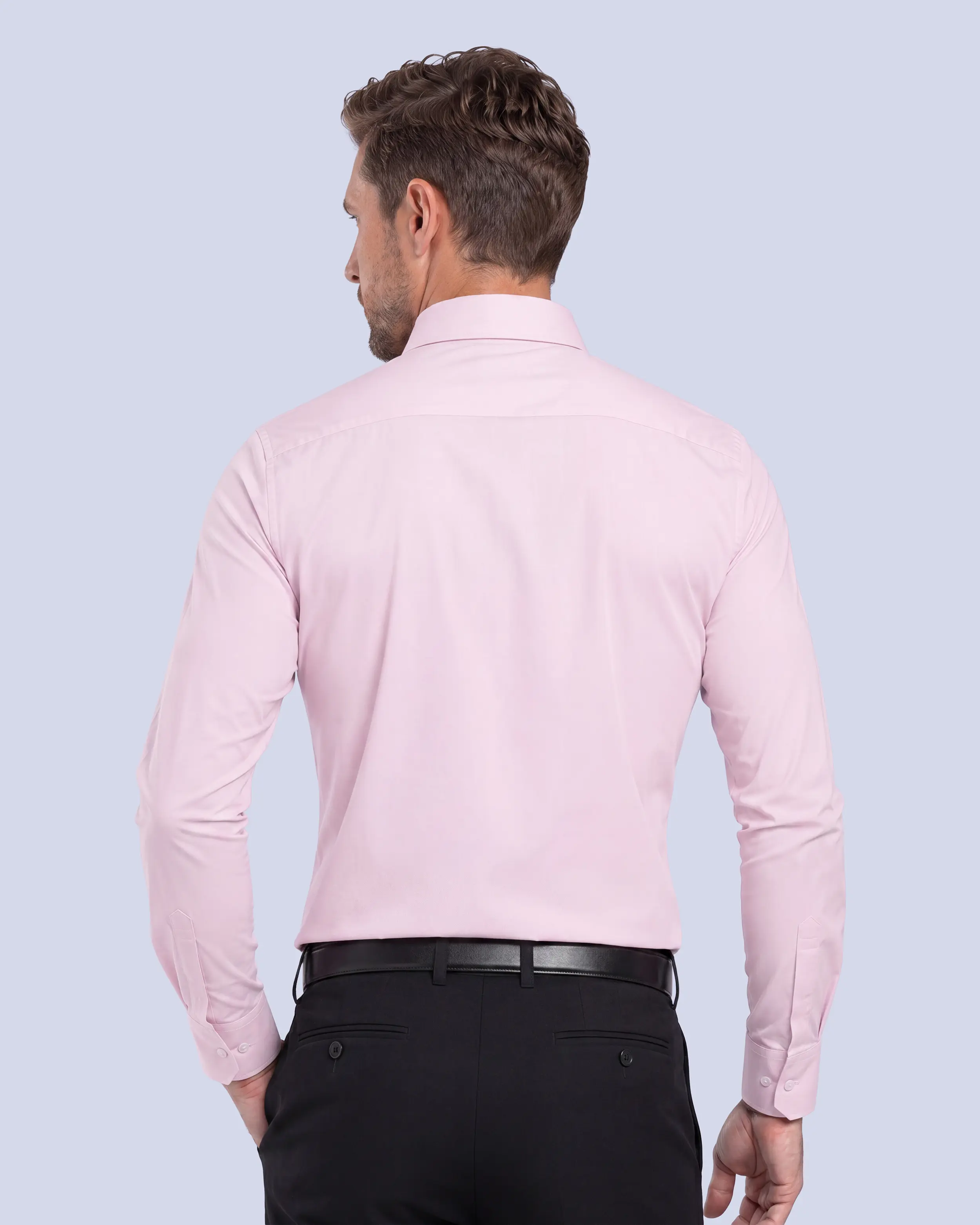 Camisa de vestir clásica manga larga rosada slim fit