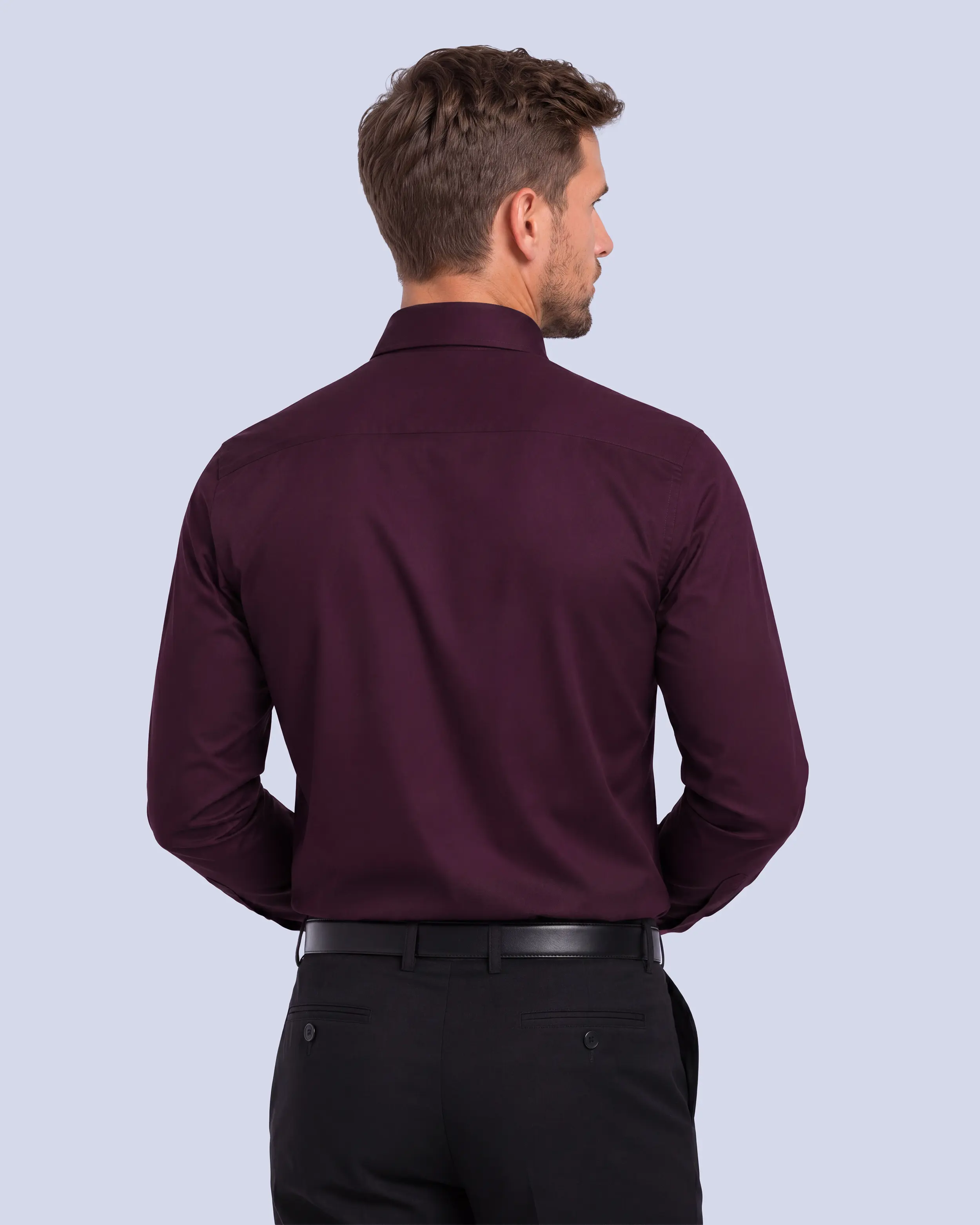Camisa de vestir clásica vino manga larga slim fit