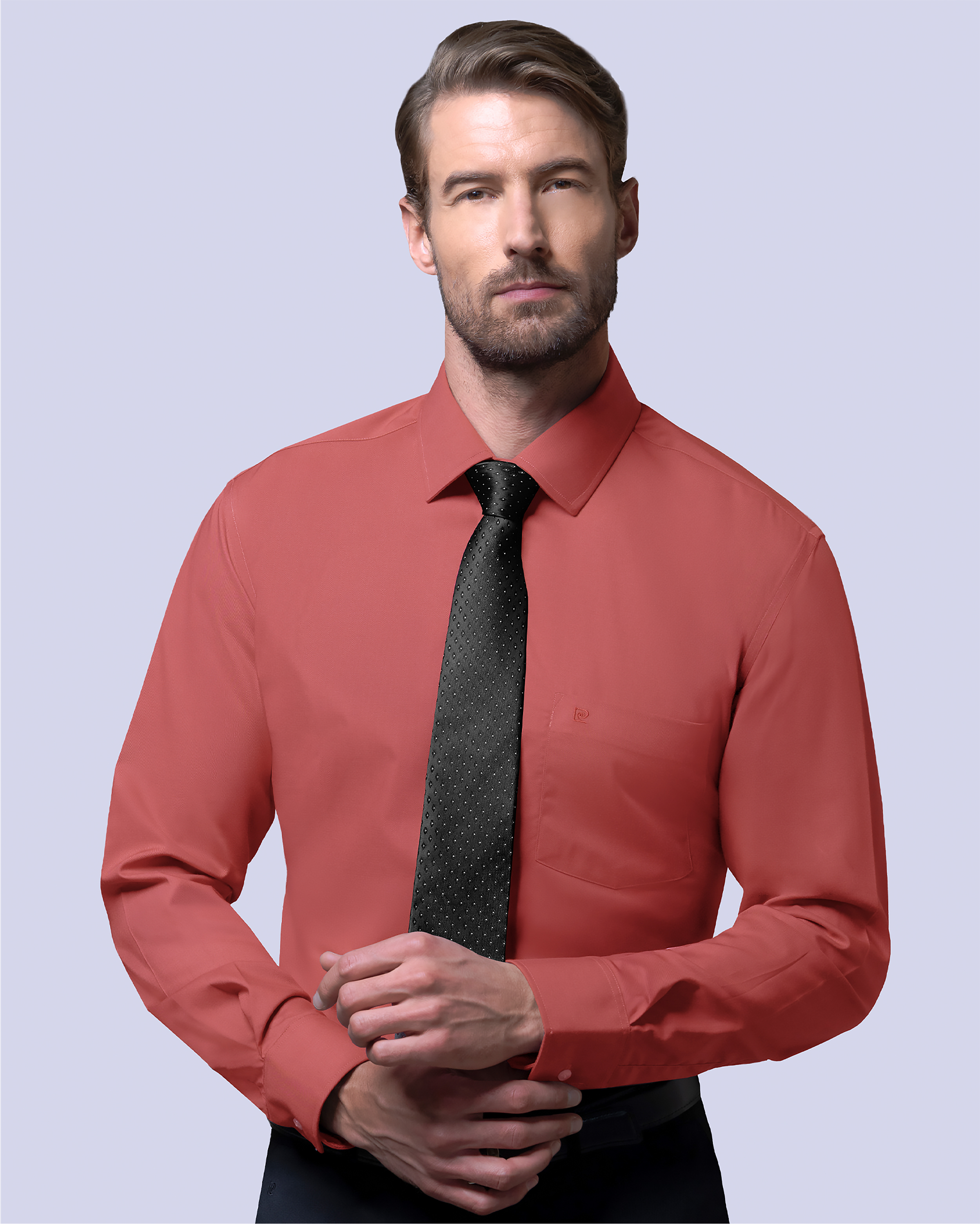 Camisa de vestir clásica roja manga larga slim fit