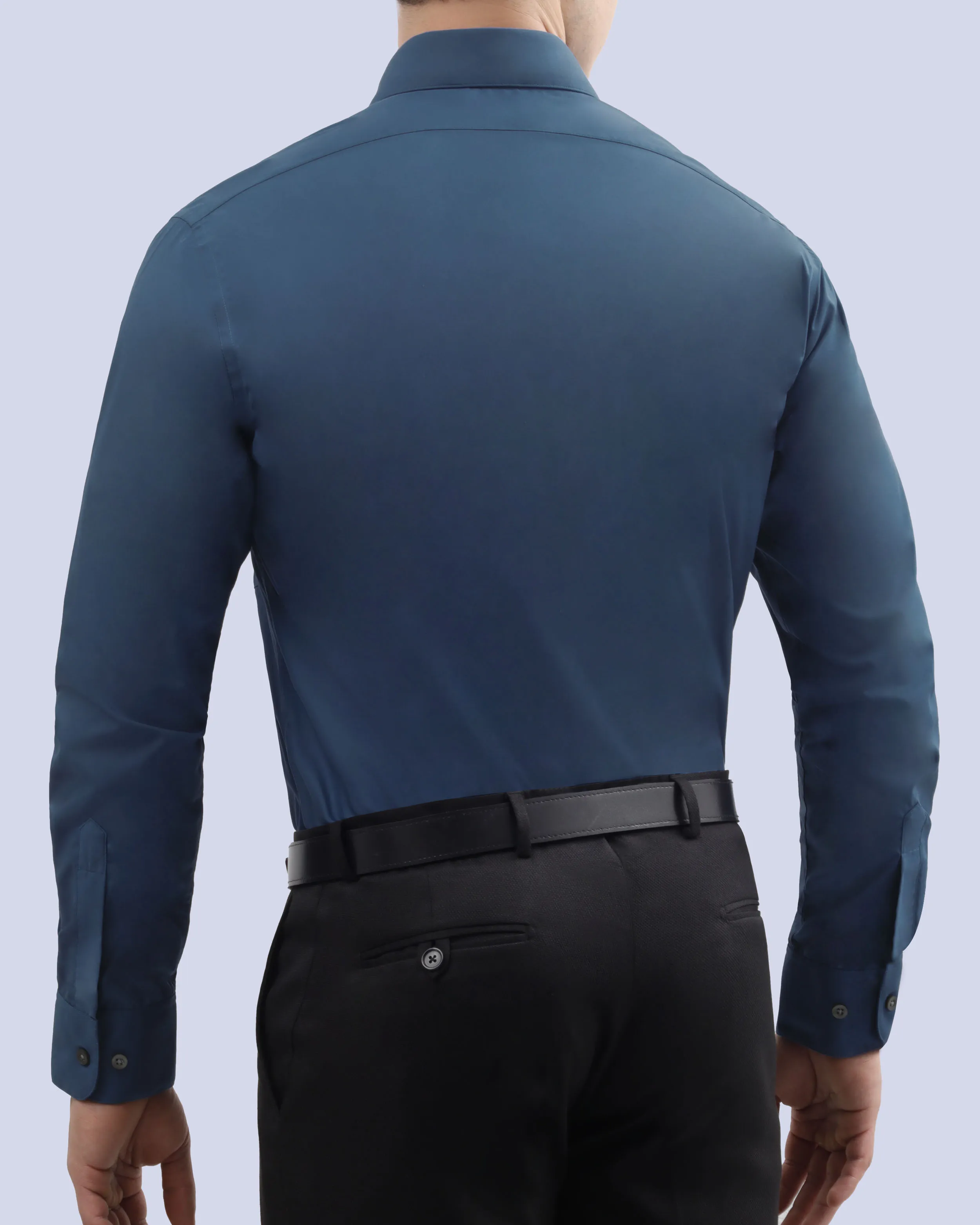 Camisa slim fit manga larga turquesa