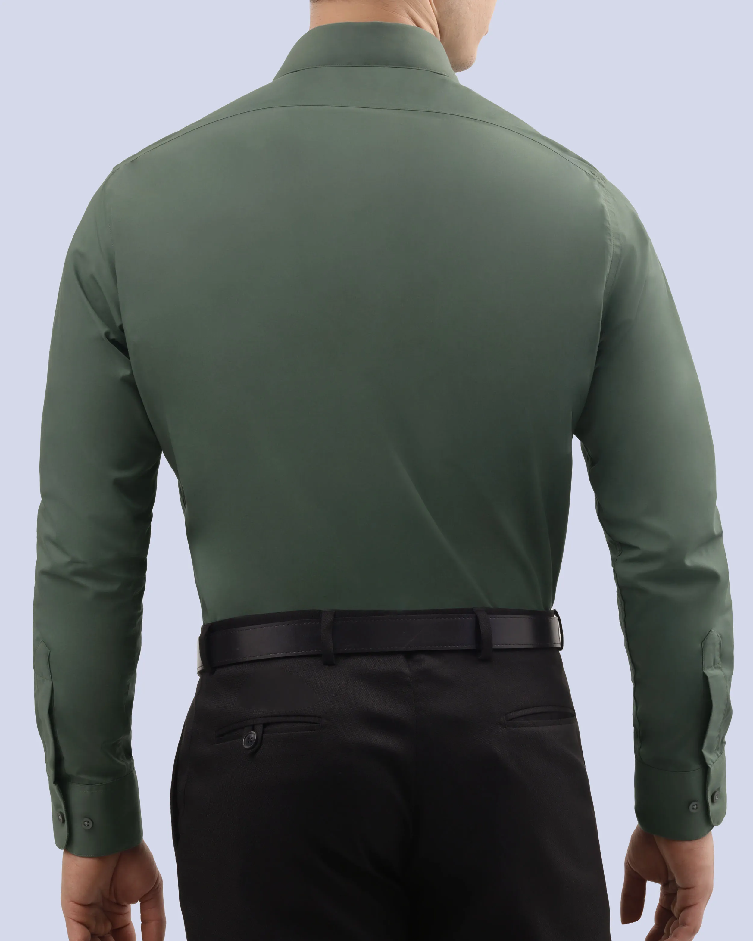 Camisa slim fit manga larga verde
