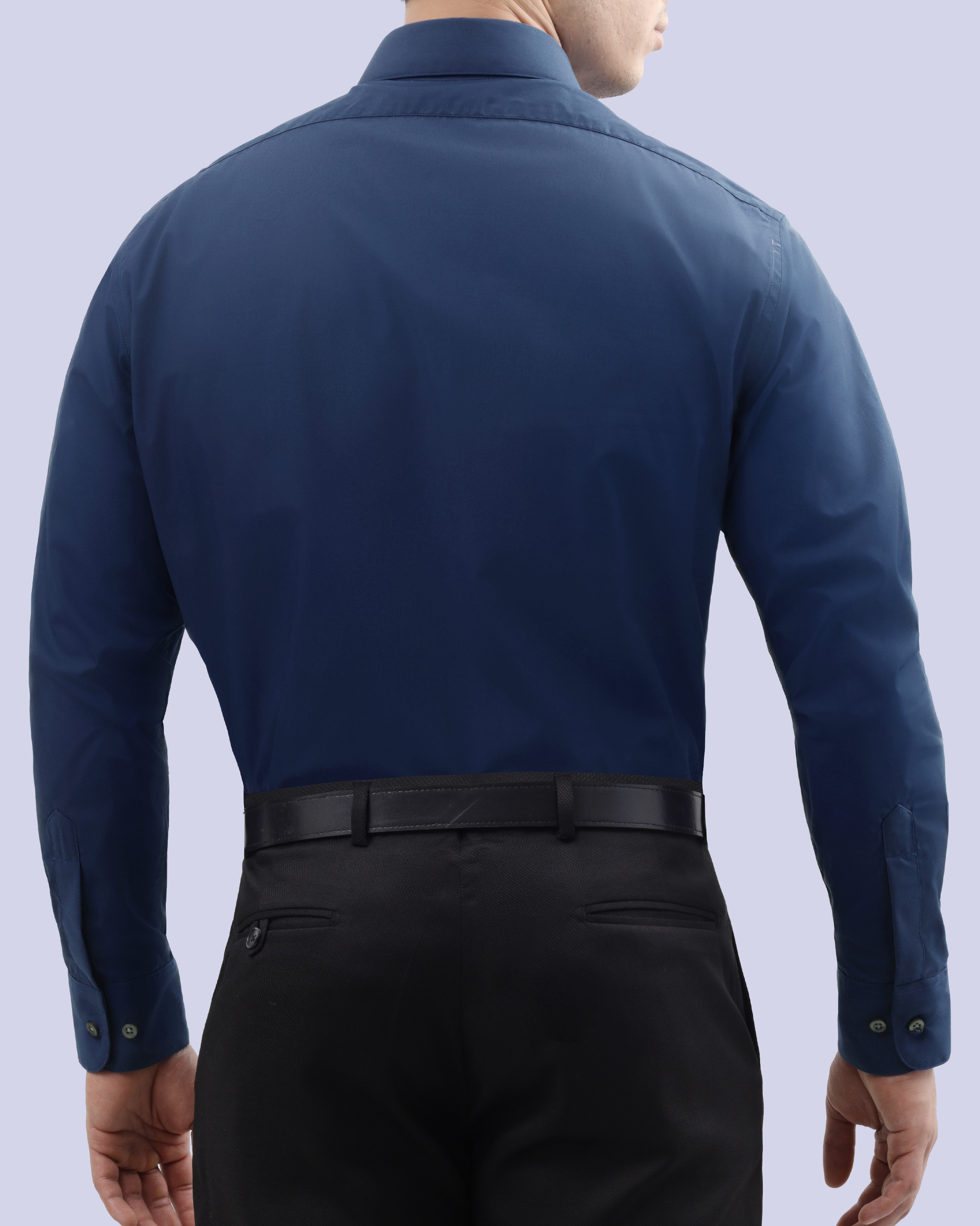 Camisa slim fit manga larga azul