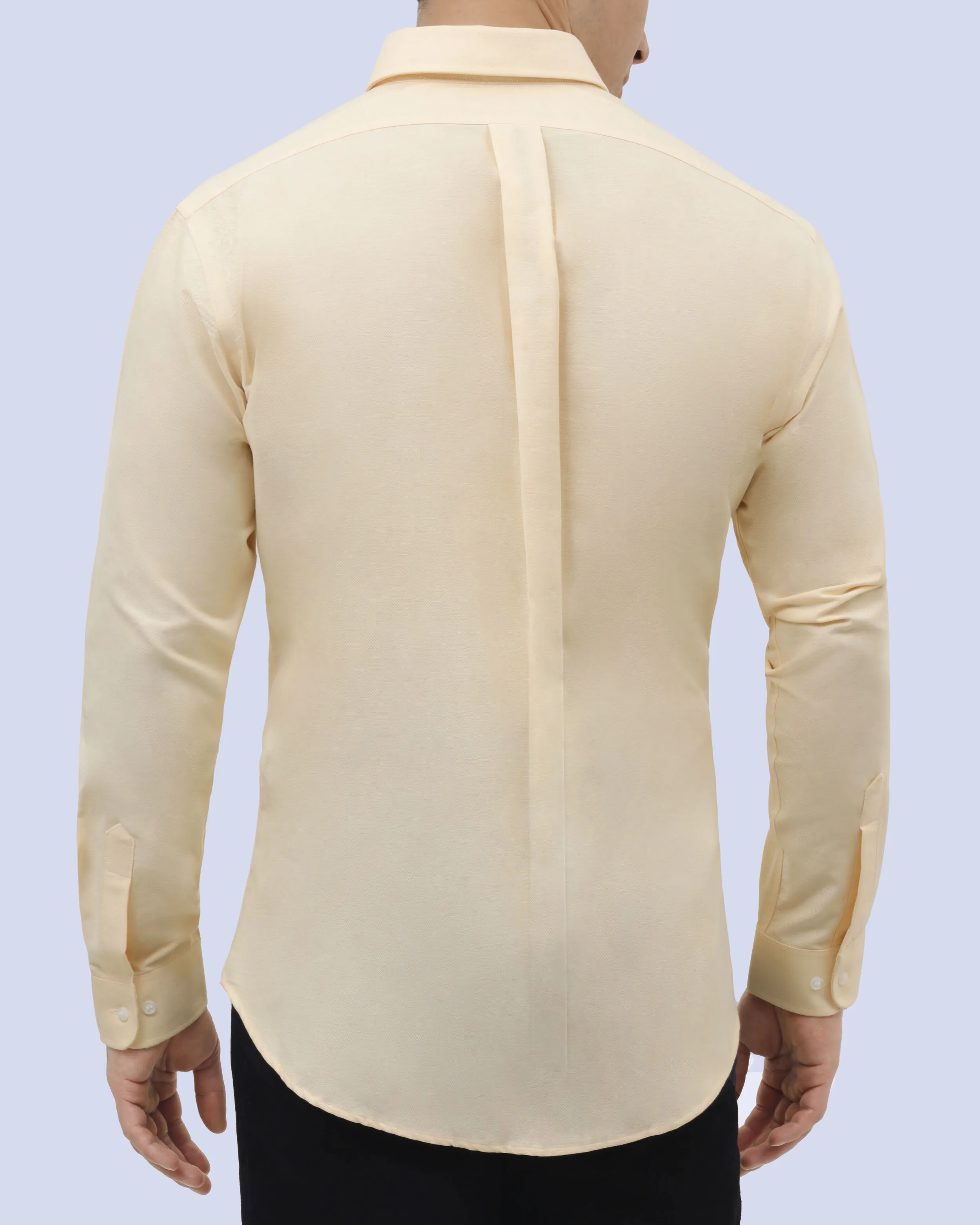 Camisa casual oxford amarilla manga larga slim fit