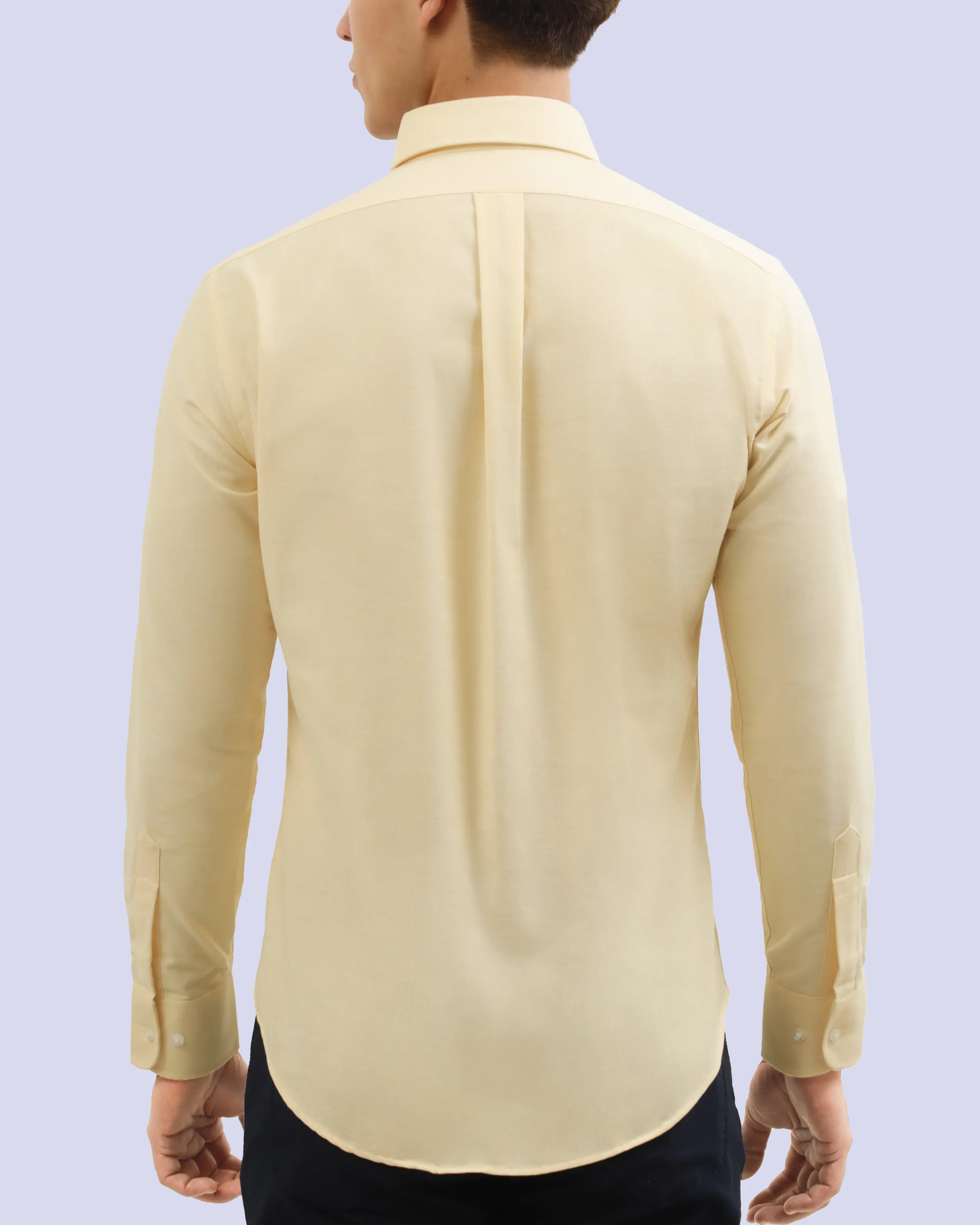 Camisa casual oxford amarilla manga larga slim fit