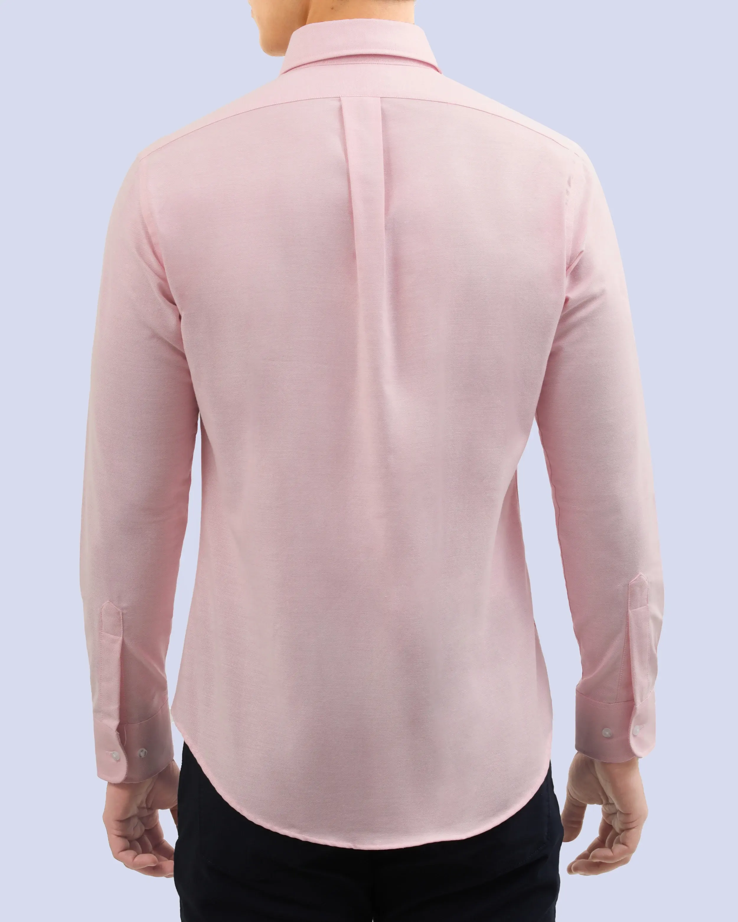 Camisa casual oxford rosada manga larga slim fit