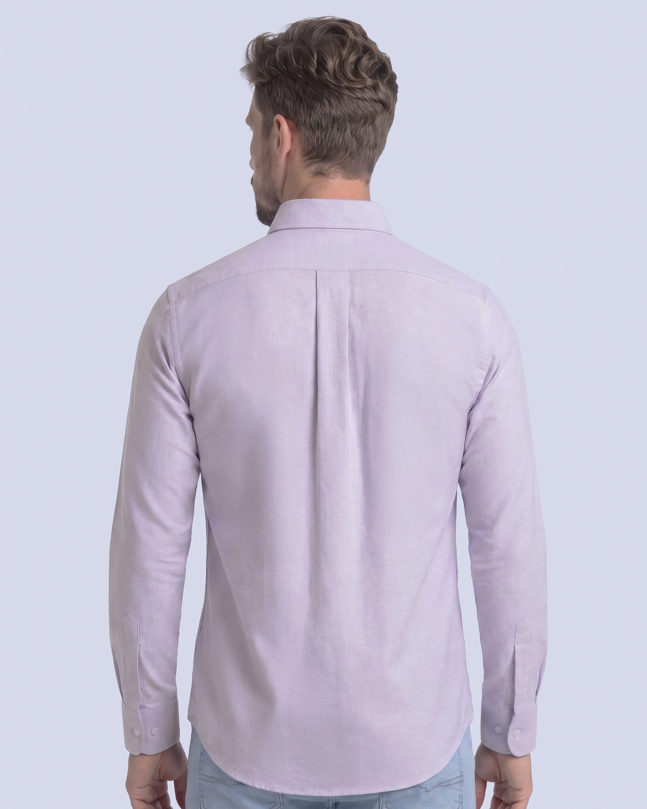 Camisa casual oxford morada manga larga slim fit