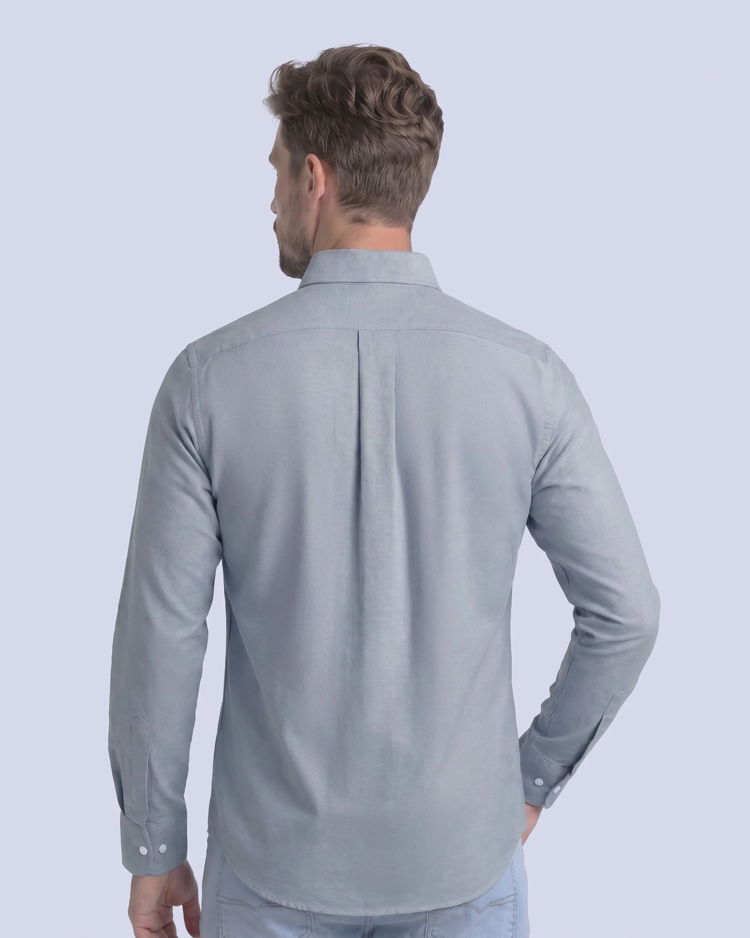 Camisa casual oxford celeste manga larga slim fit
