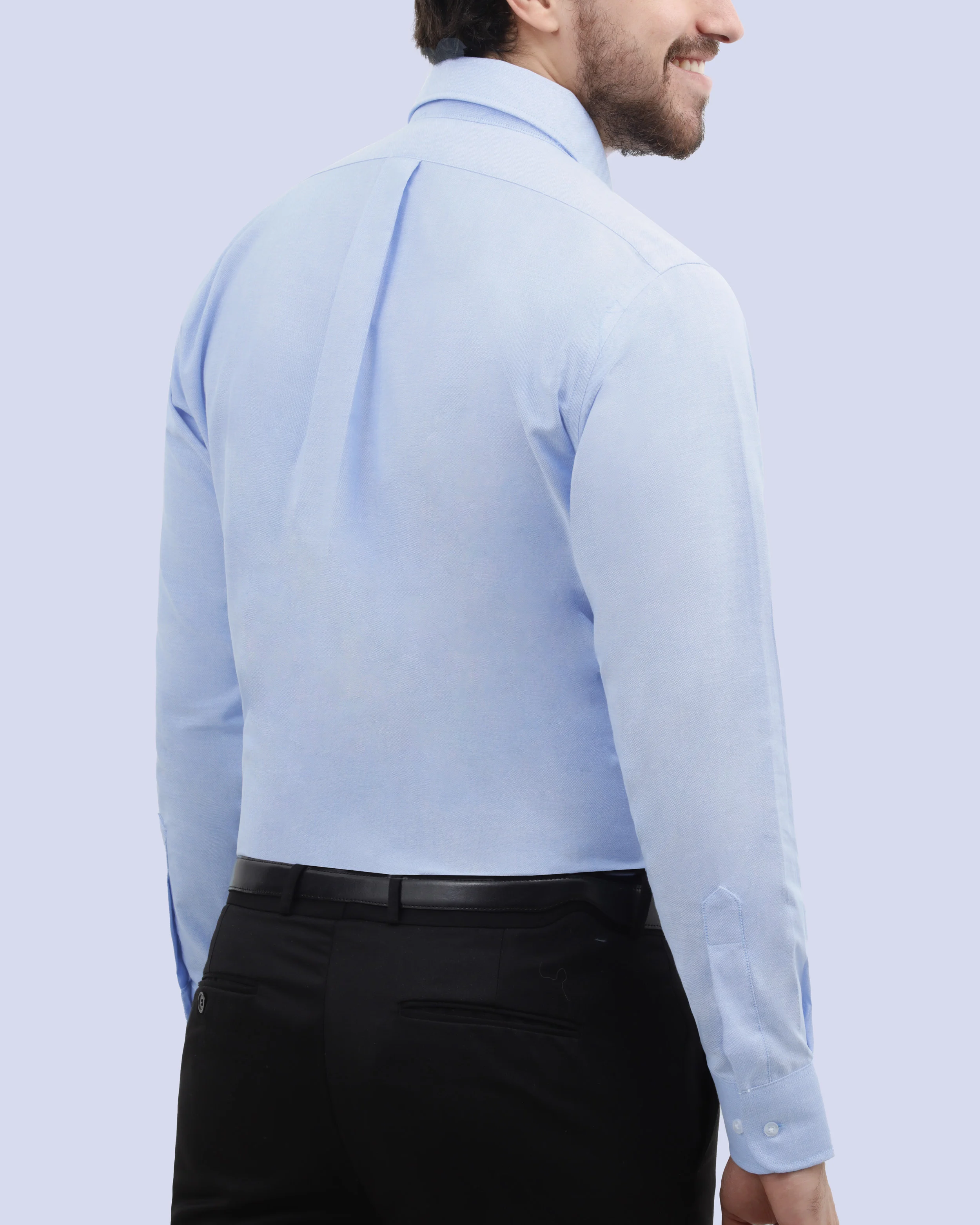 Camisa casual oxford celeste manga larga slim fit
