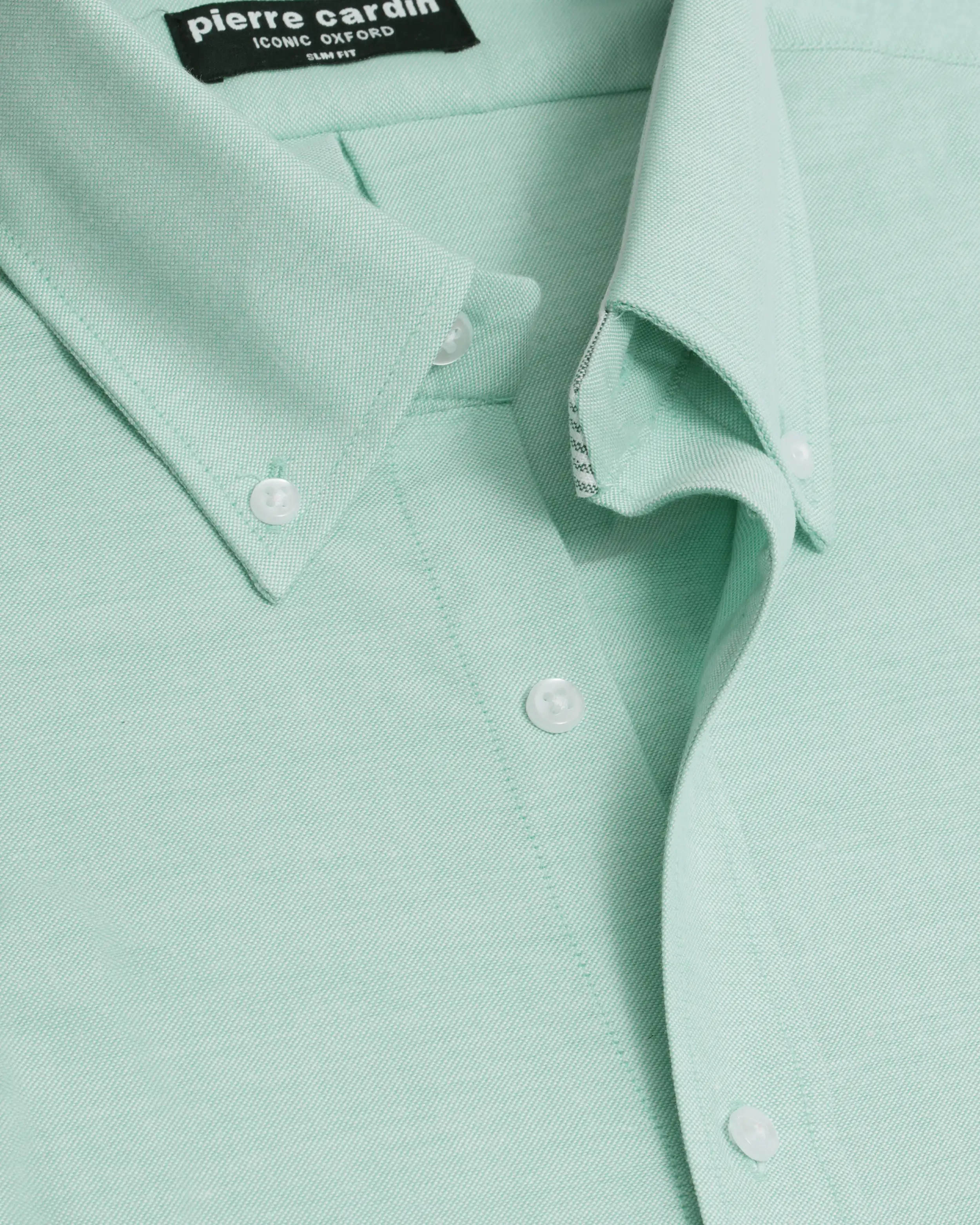 Camisa casual oxford verde manga larga slim fit