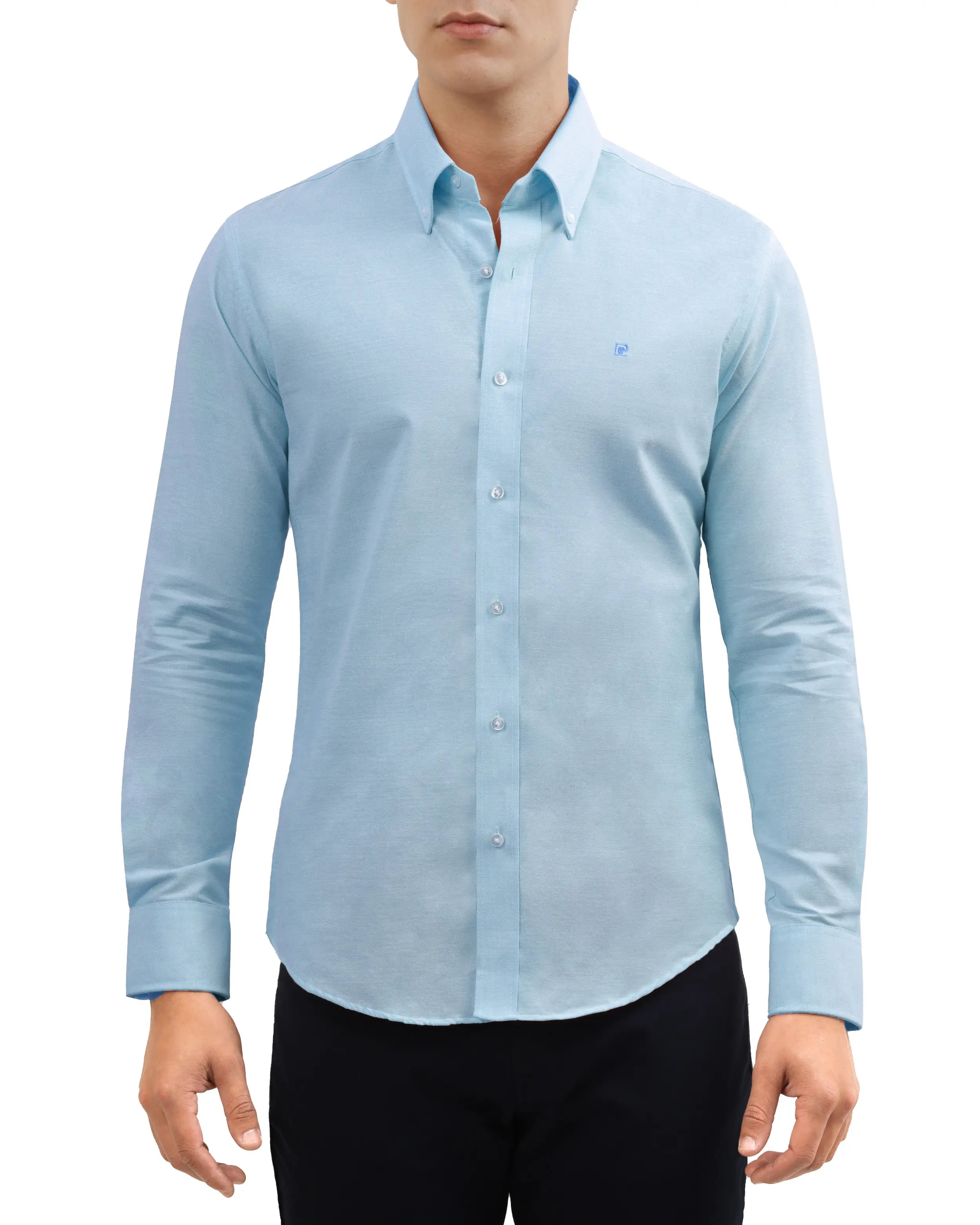 Camisa casual oxford celeste manga larga slim fit