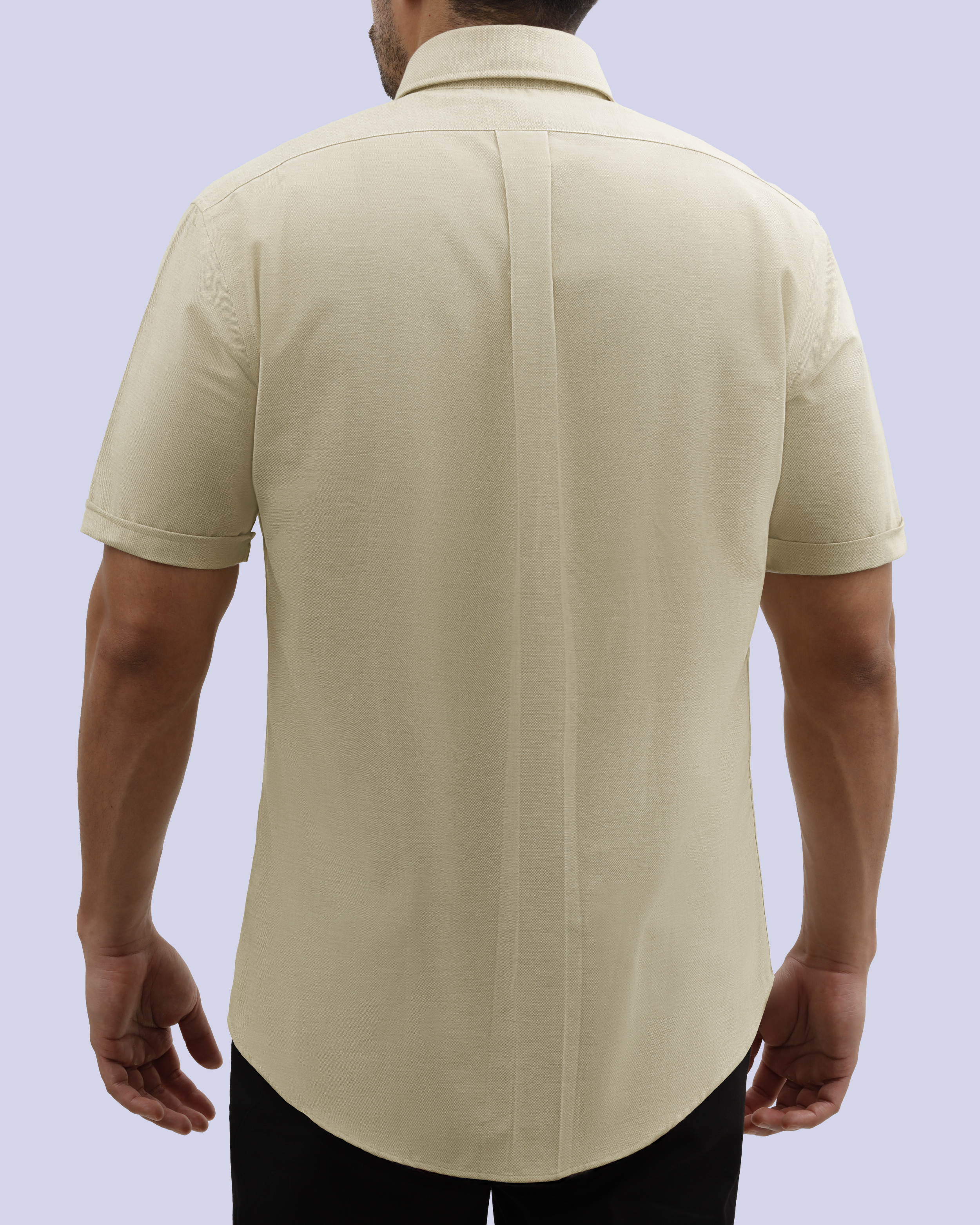 Camisa casual oxford rosada manga corta slim fit