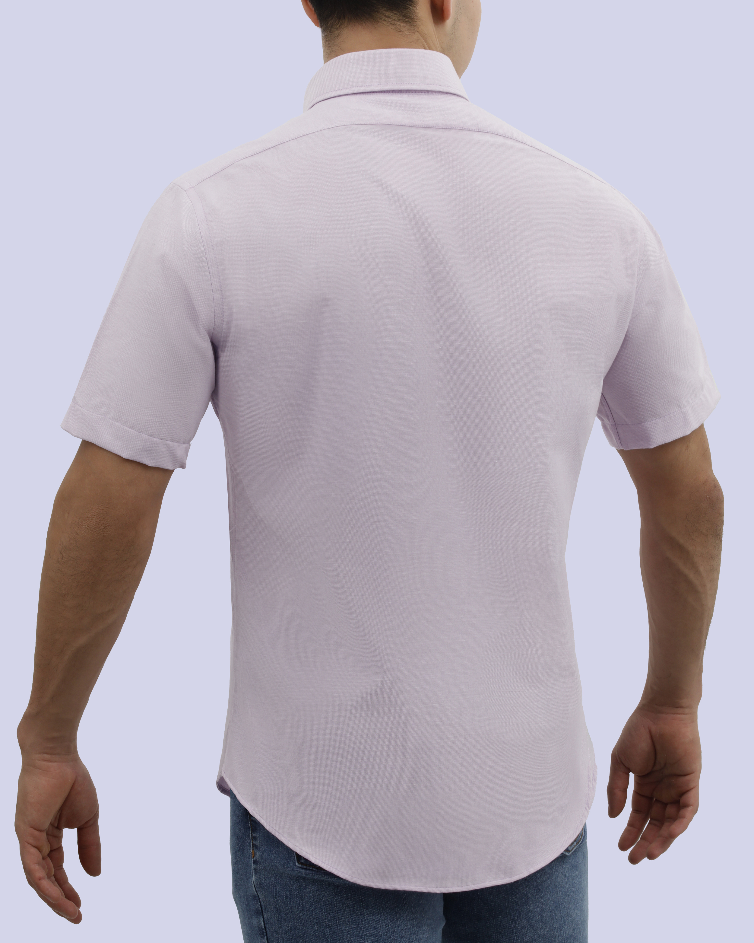 Camisa casual oxford lila manga corta slim fit