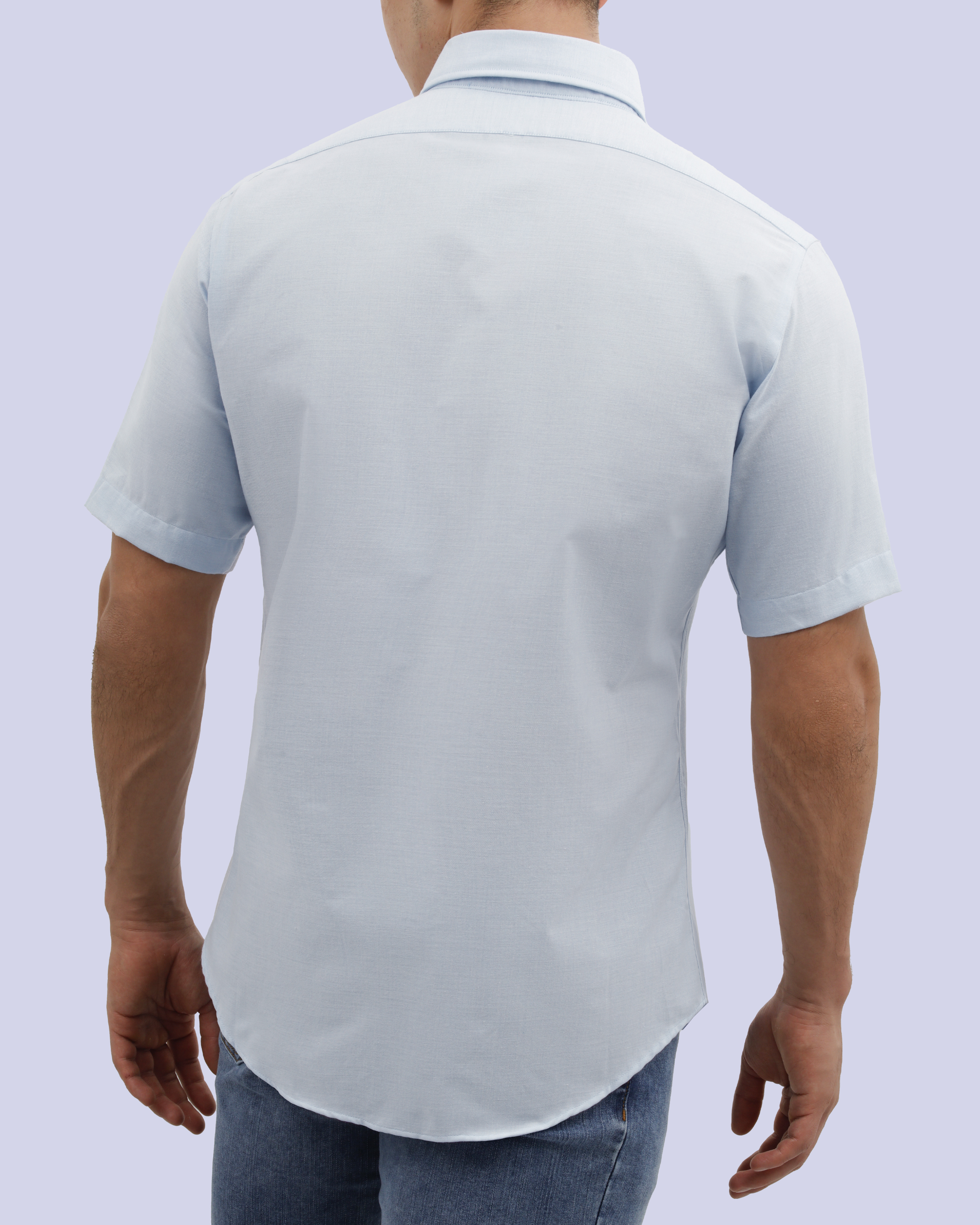 Camisa casual oxford celeste manga corta slim fit