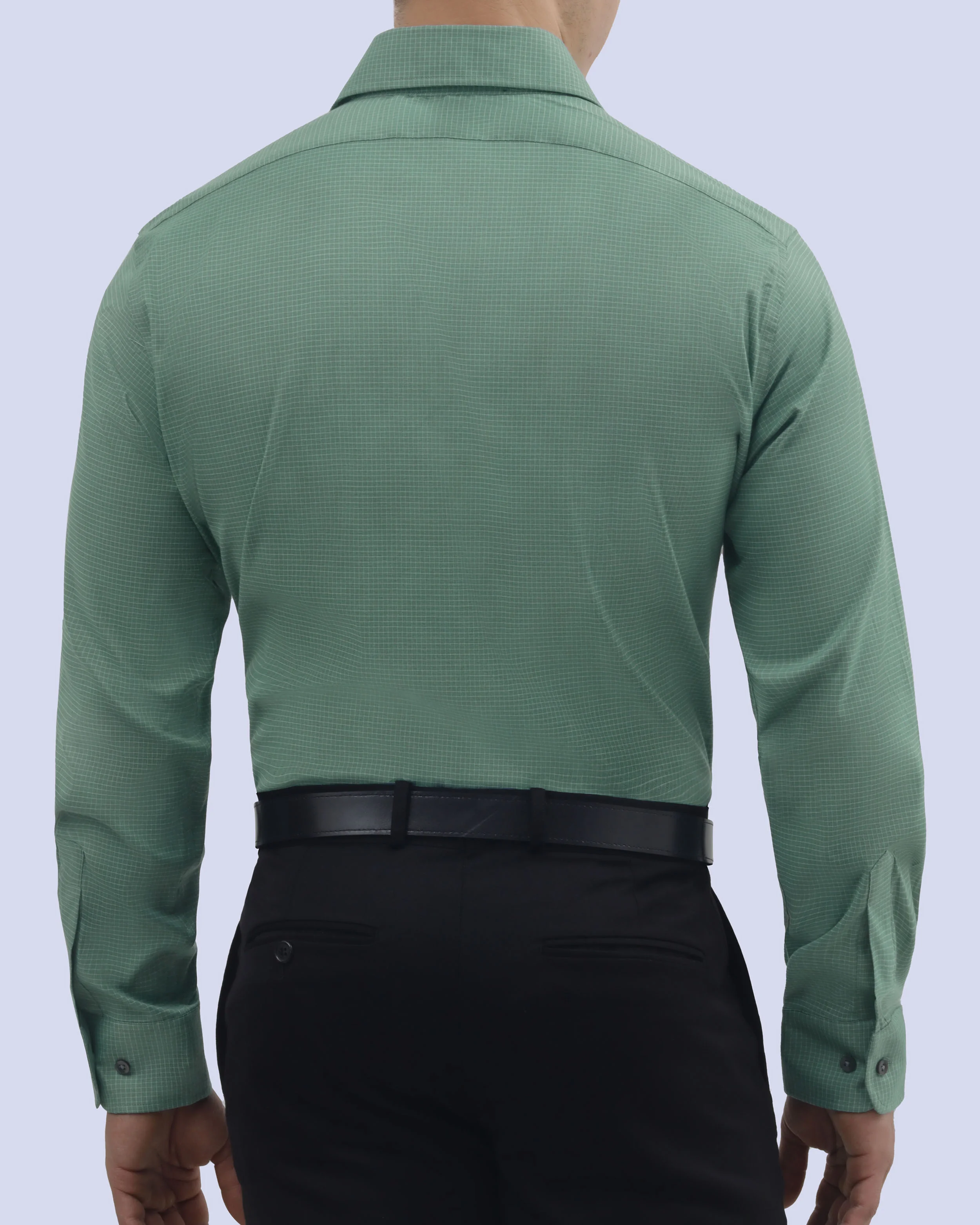 Camisa de vestir stretch textura verde manga larga
