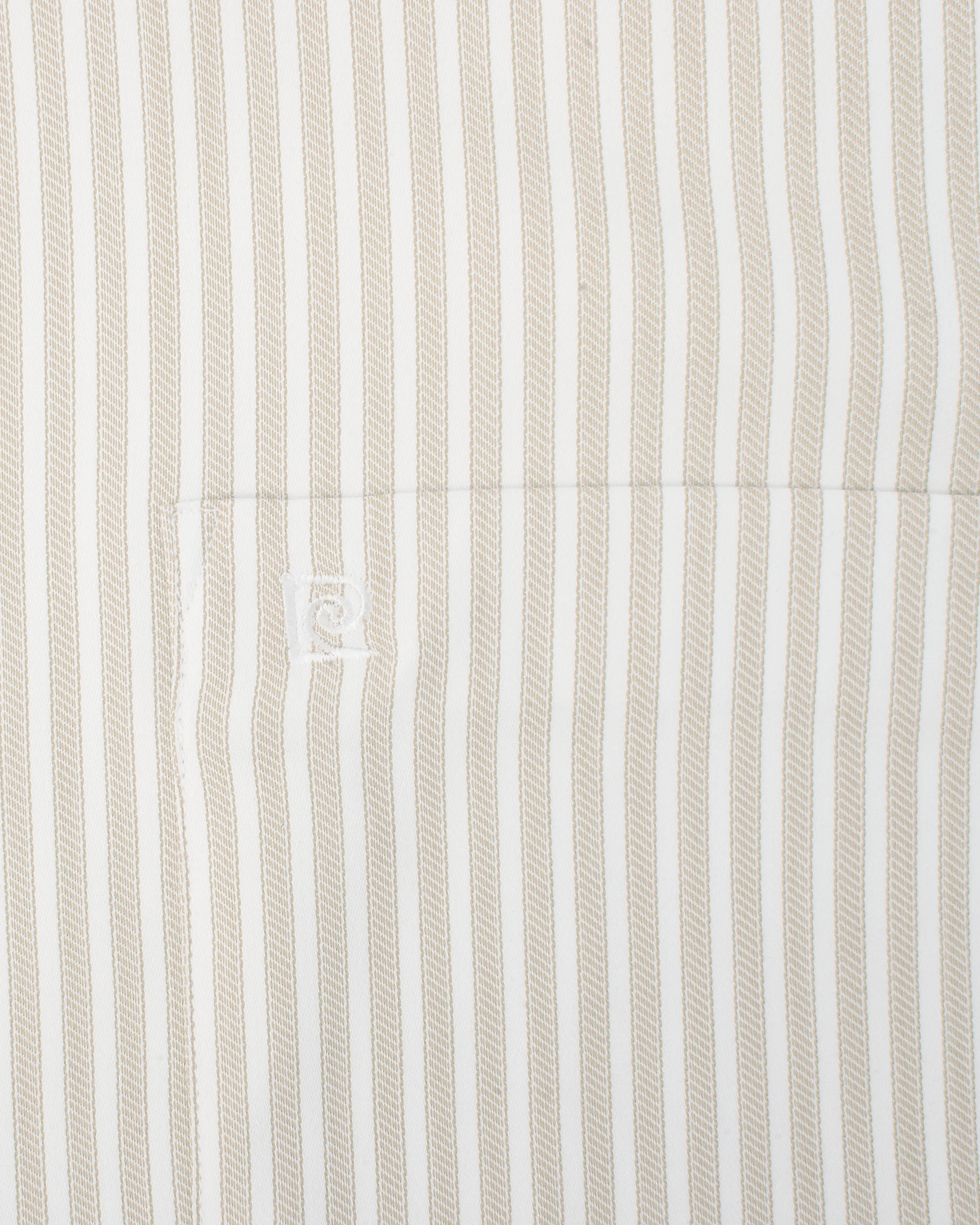 Camisa de vestir slim fit mini rayada beige bambú stretch