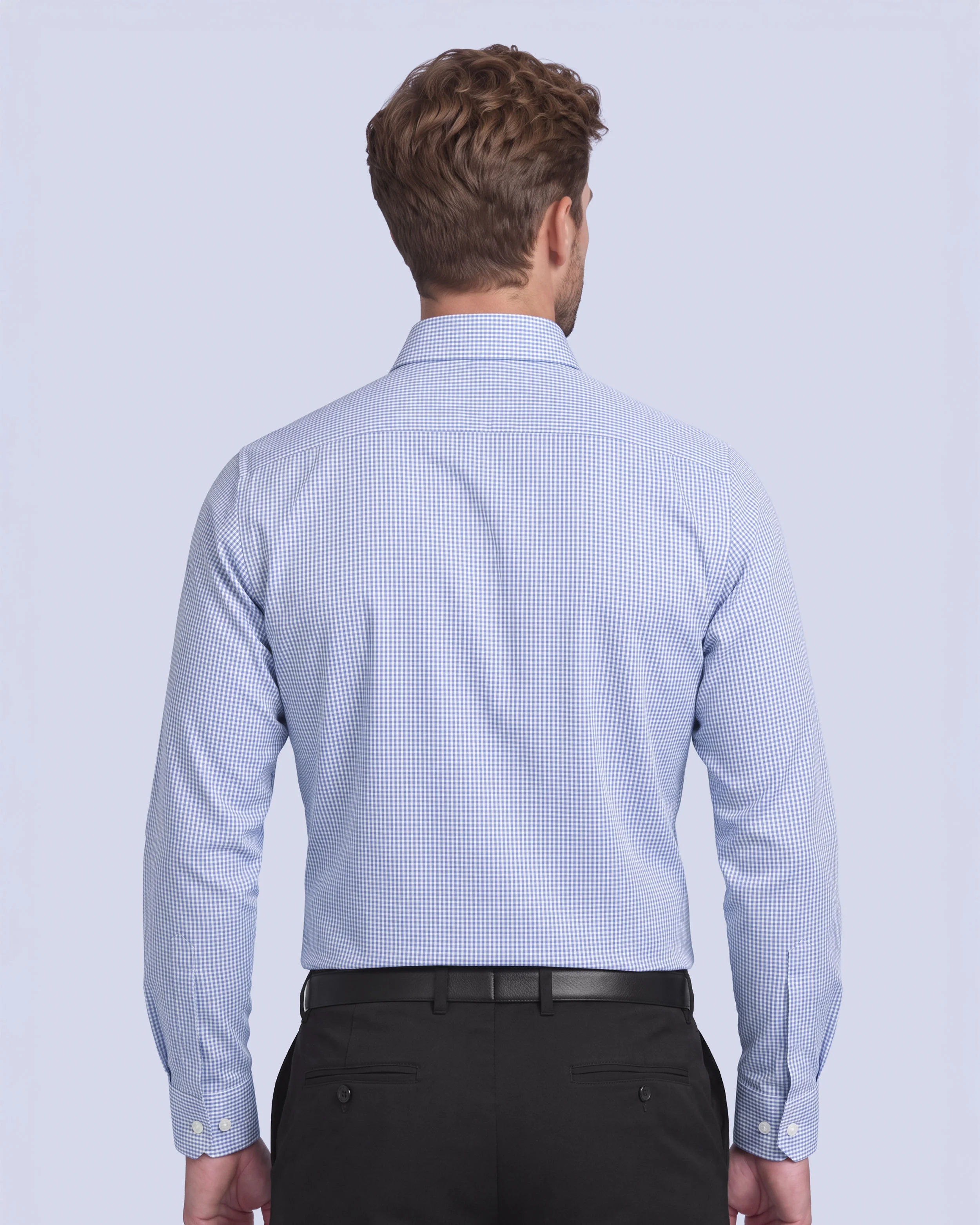 Camisa de vestir slim fit mini cuadros verde bambú stretch