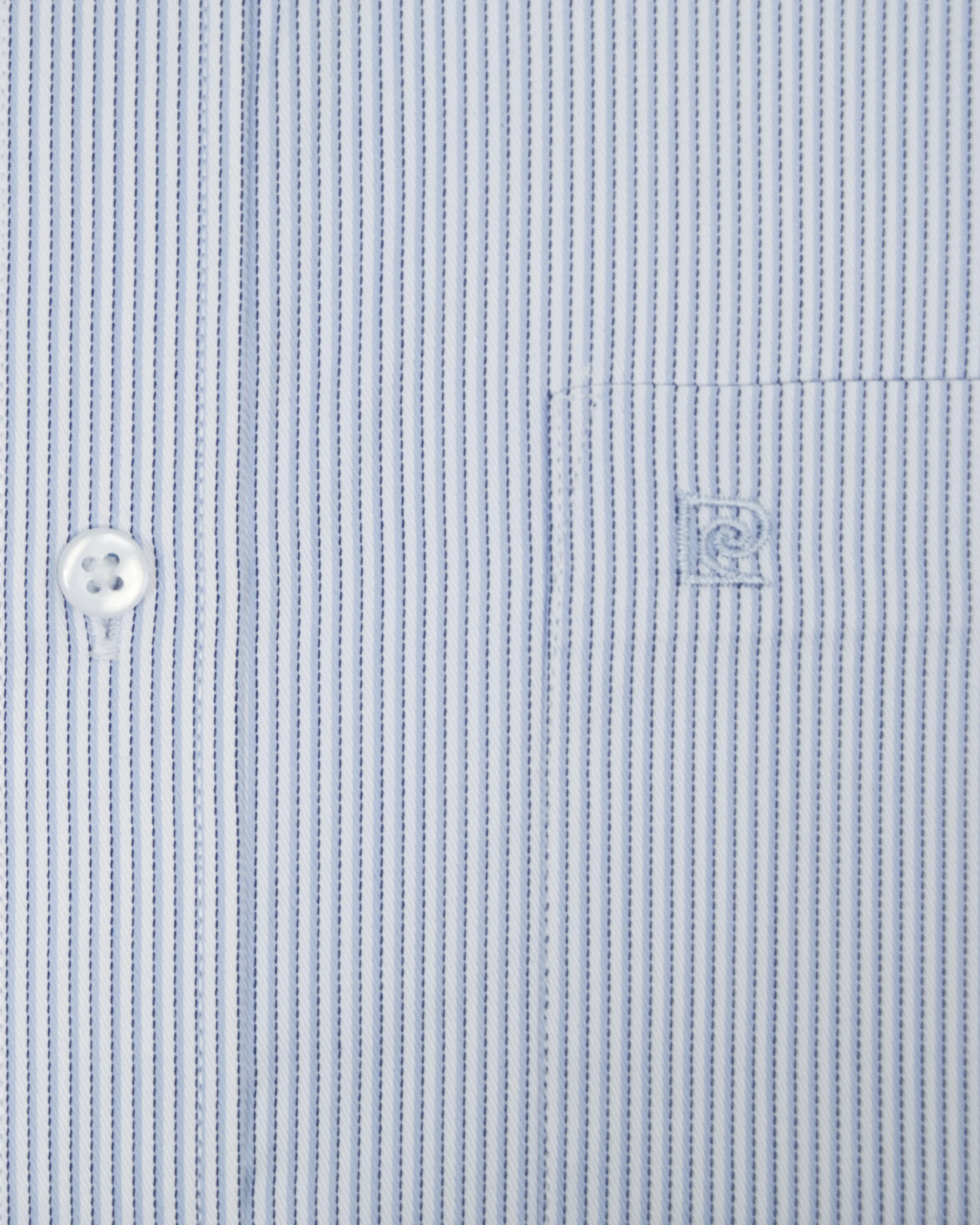 Camisa de vestir slim fit mini rayada celeste bambú stretch
